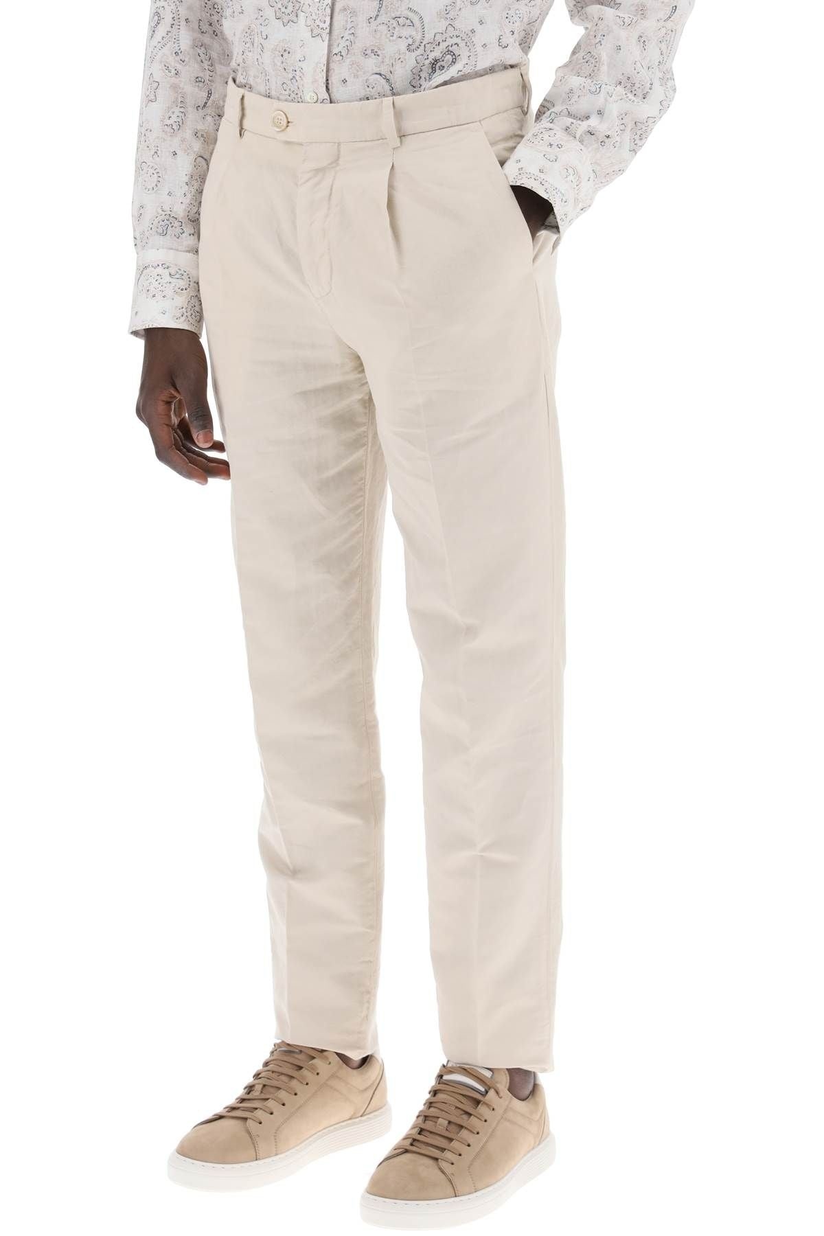 COTTON AND LINEN GABARDINE PANTS - 5