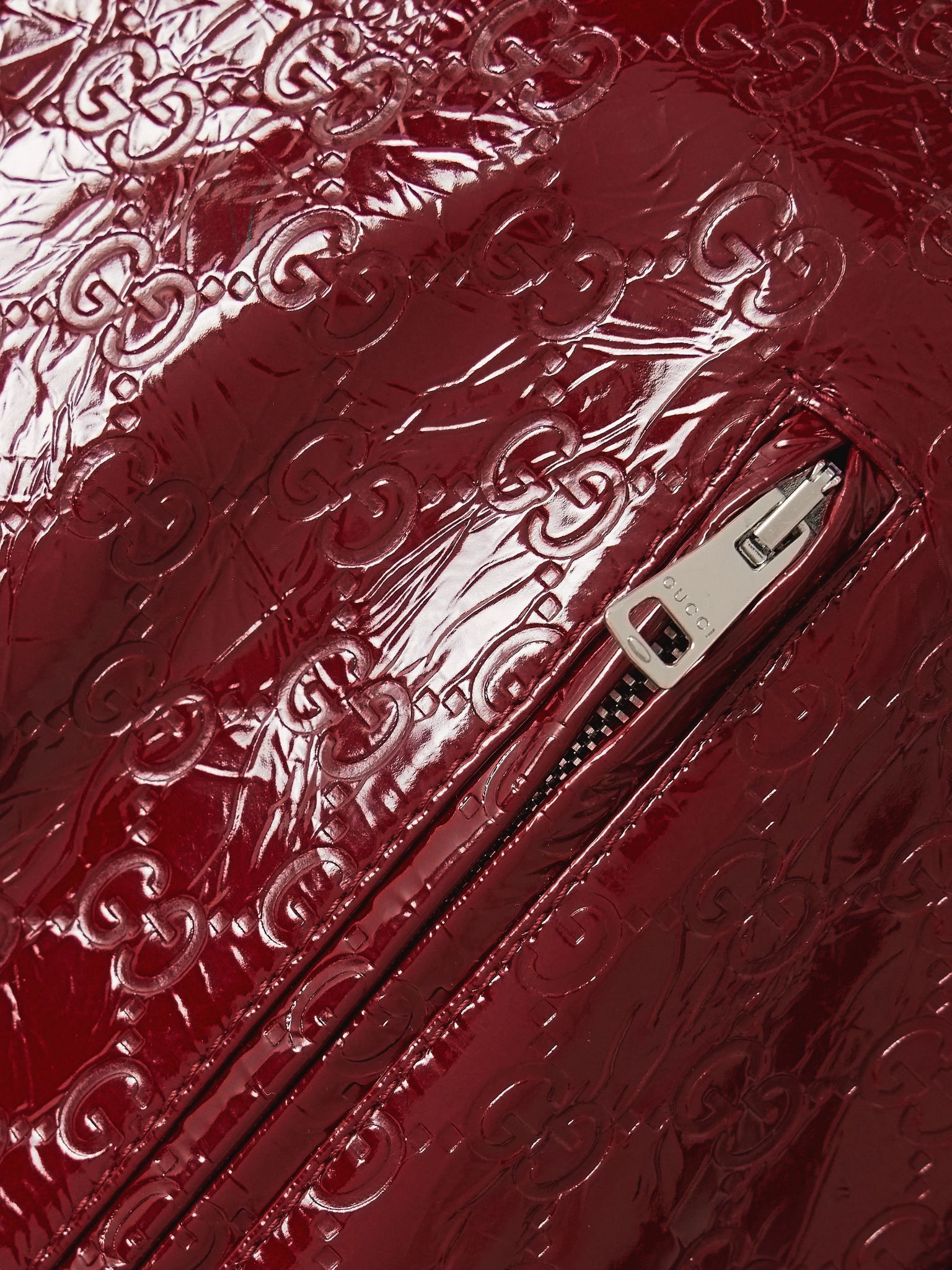 Debossed patent-leather jacket Burgundy - 5