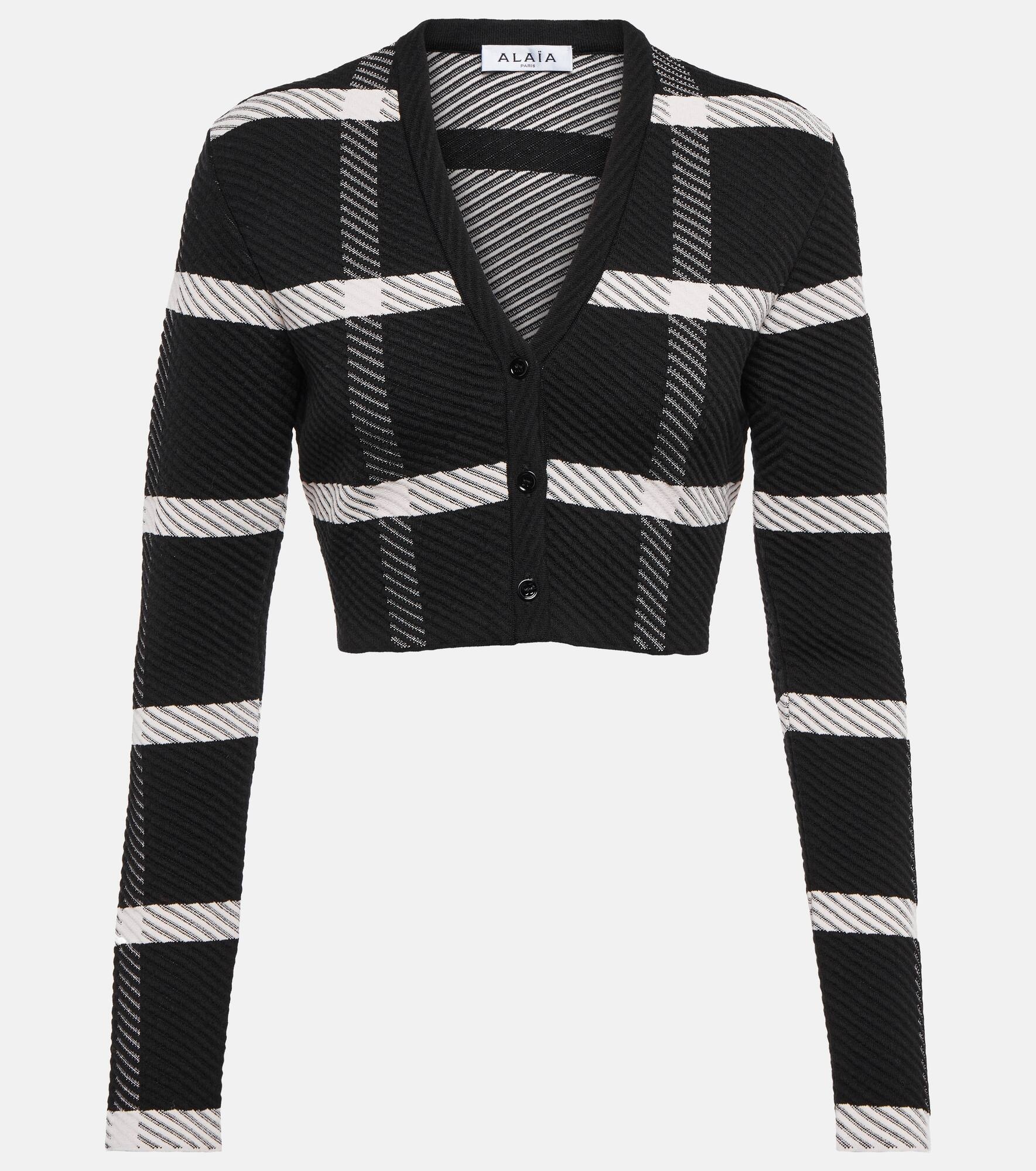 Checked wool-blend cardigan - 1