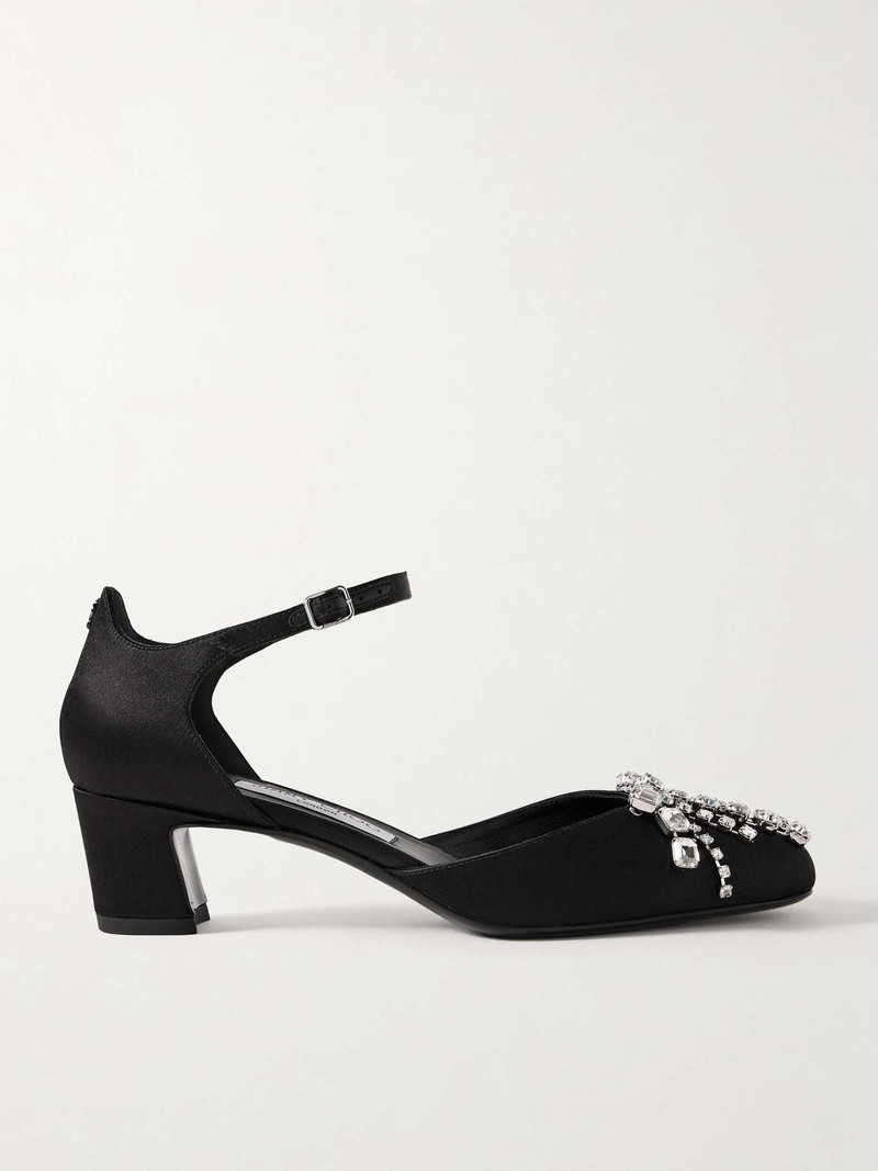 Verity 45 crystal-embellished satin Mary Jane pumps 1