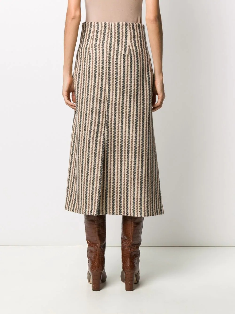 striped A-line skirt - 4