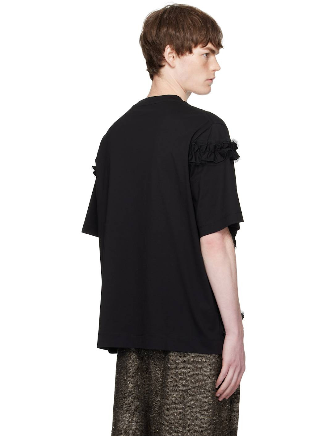 Black Ruffle Frill T-shirt - 3