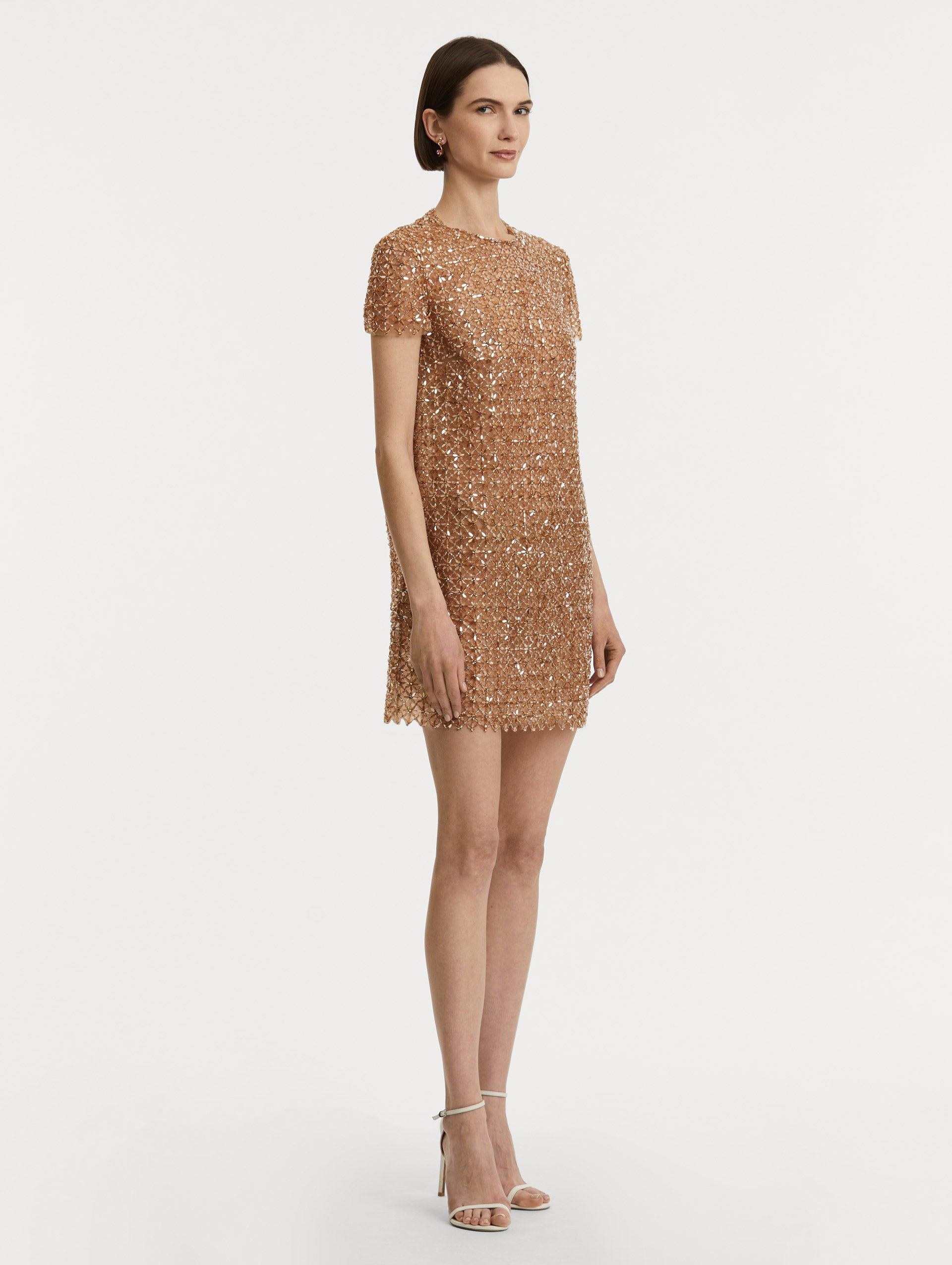 FLORAL GRID EMBROIDERED SHIFT DRESS - 4