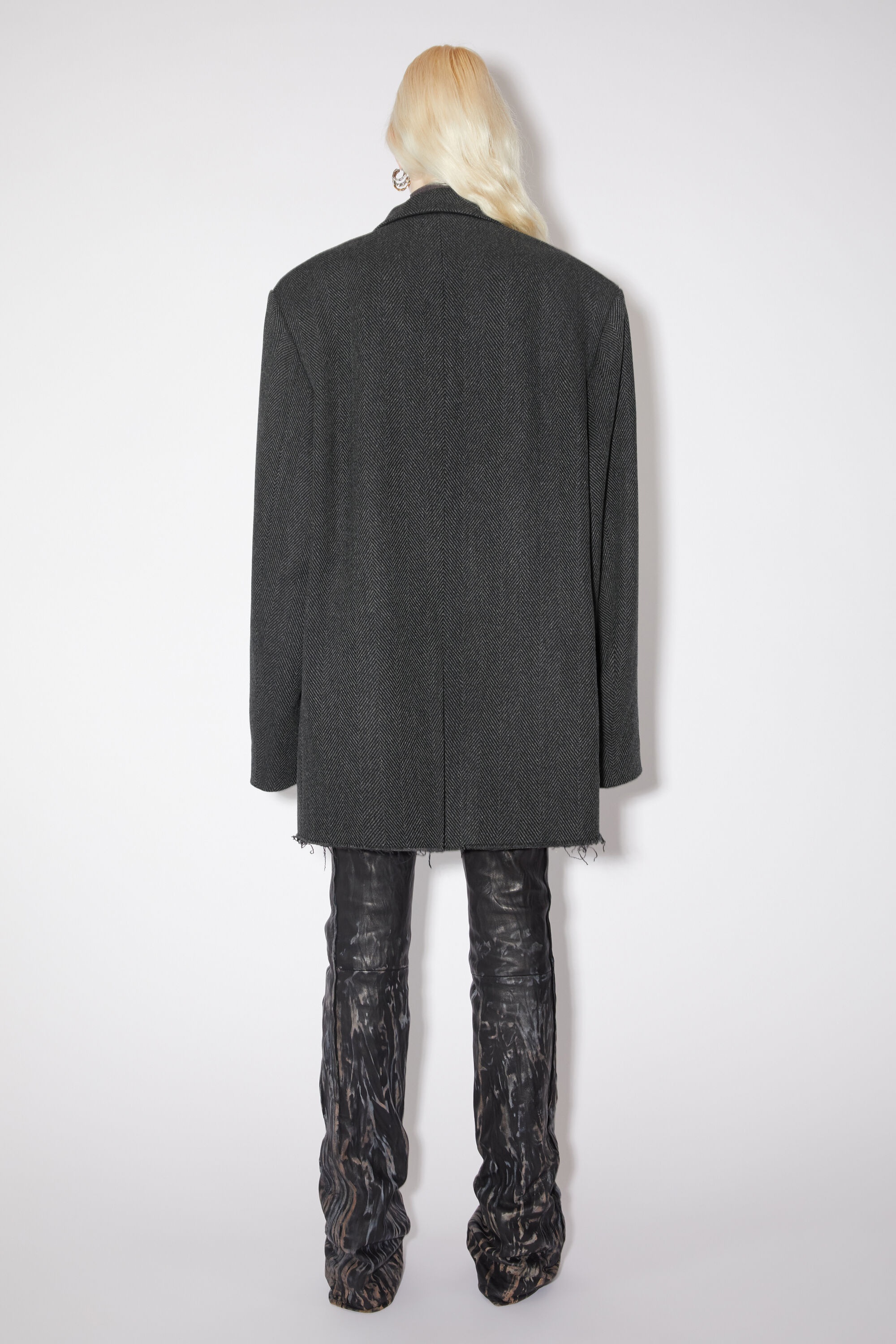 Double-breasted wool jacket - Grey/black - 3