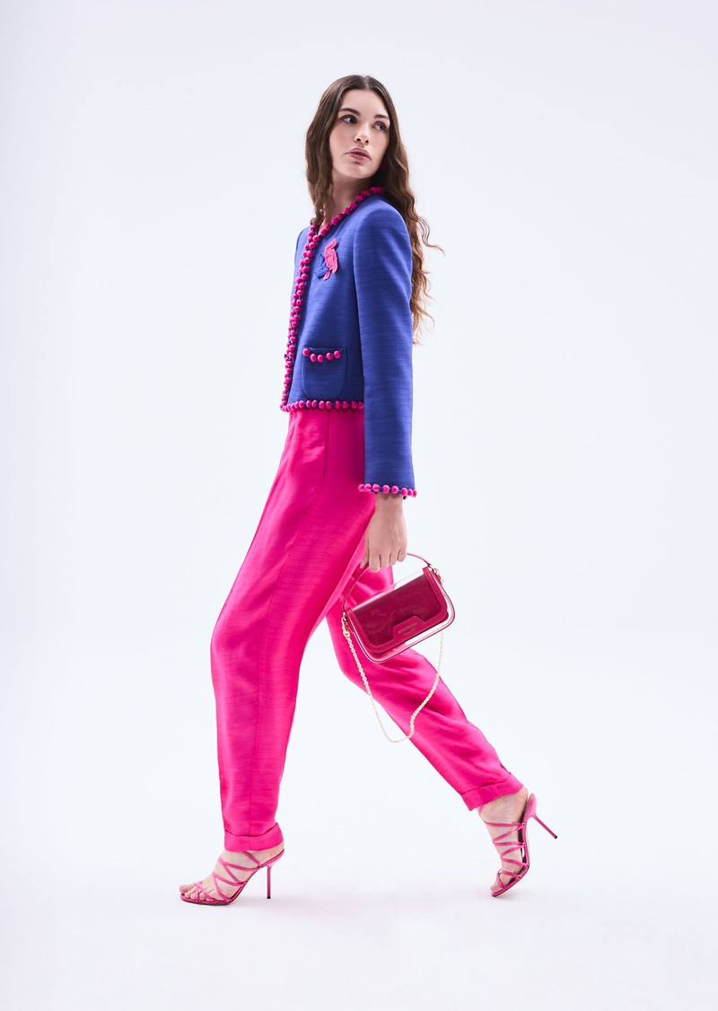 Viscose-crêpe jacket with pom-pom passementerie 6