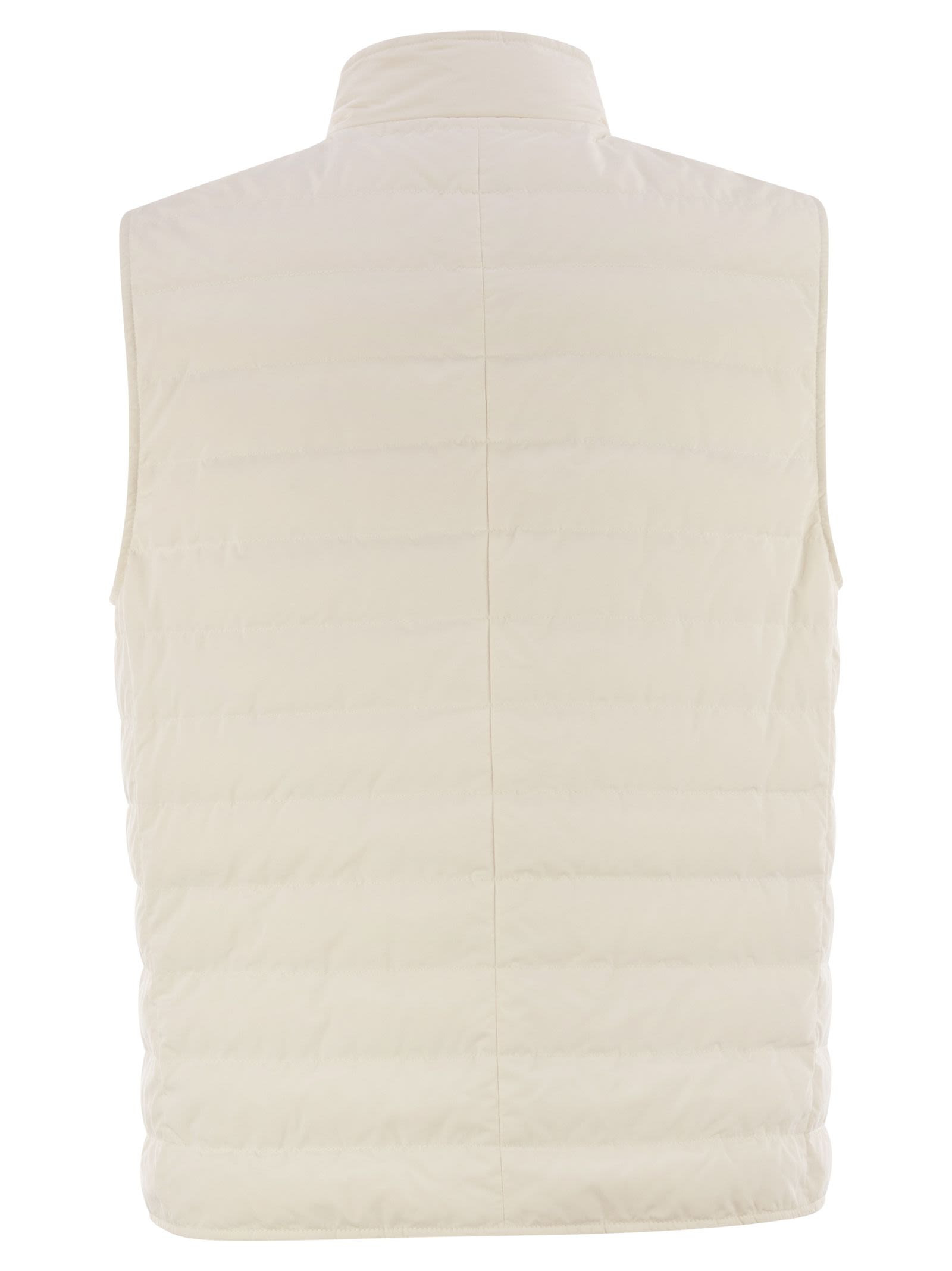 Brunello Cucinelli Men Lightweight Sleeveless Down Jacket In Water-Repellent Microfibre - 2