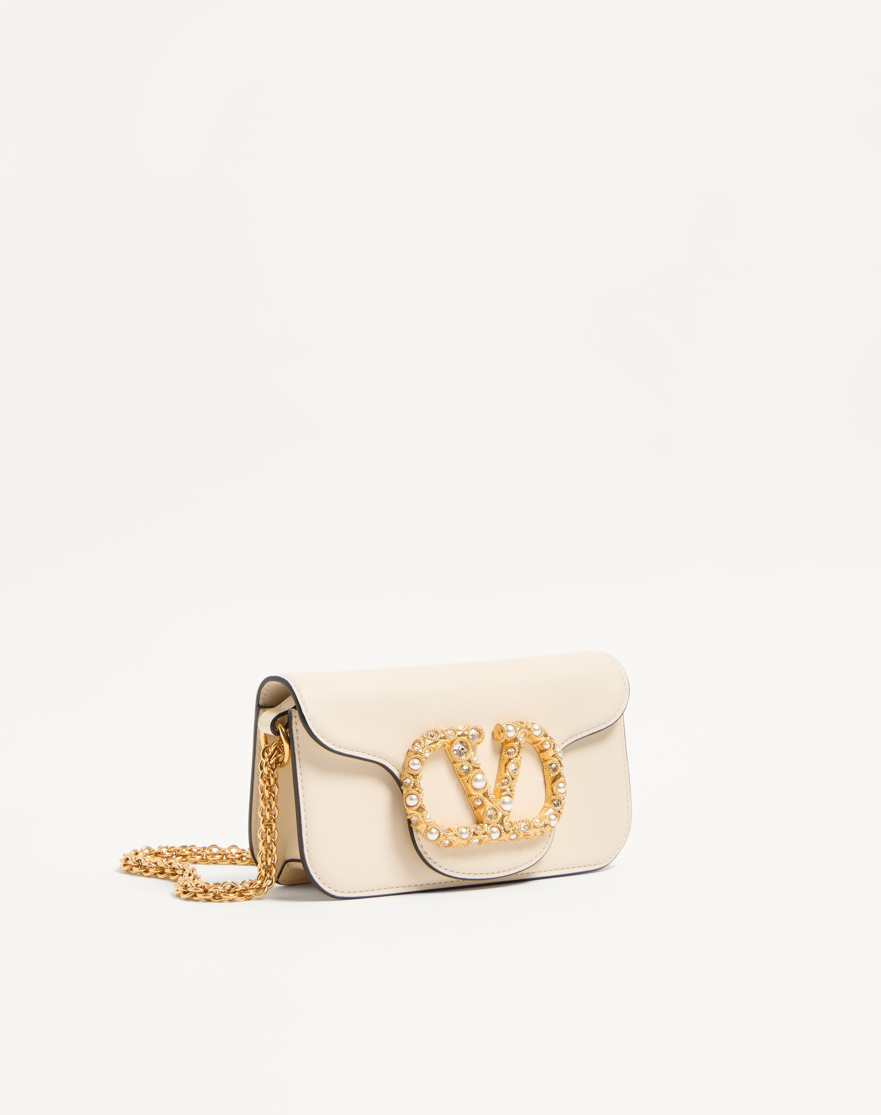 VALENTINO GARAVANI LOCÒ SMALL SHOULDER BAG IN CALFSKIN WITH JEWEL LOGO - 3