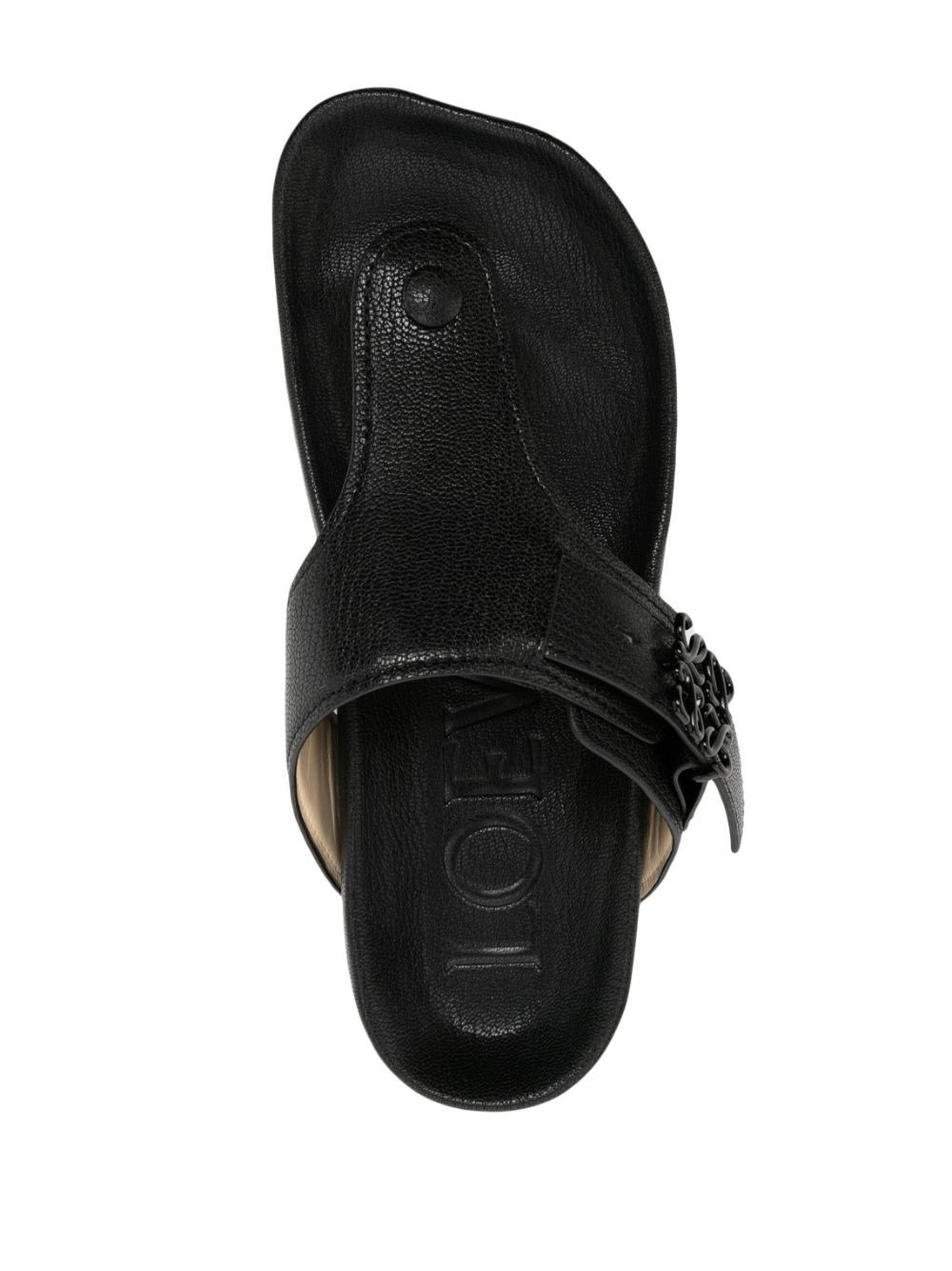 logo-plaque leather flip flops - 4