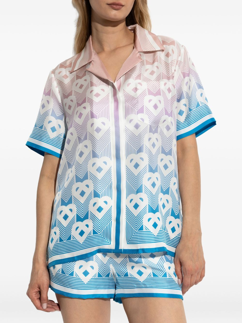 Heart-monogram silk shirt - 3