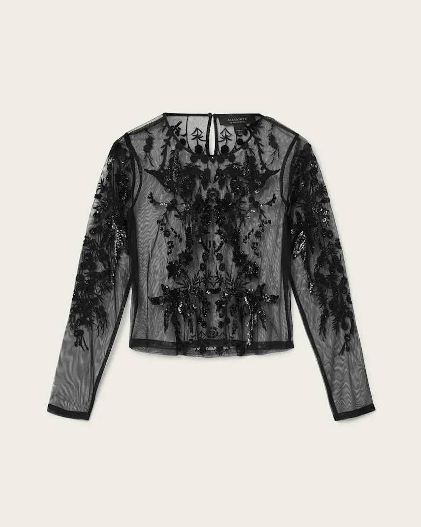 GRETA EMBELLISHED TULLE TOP - 1