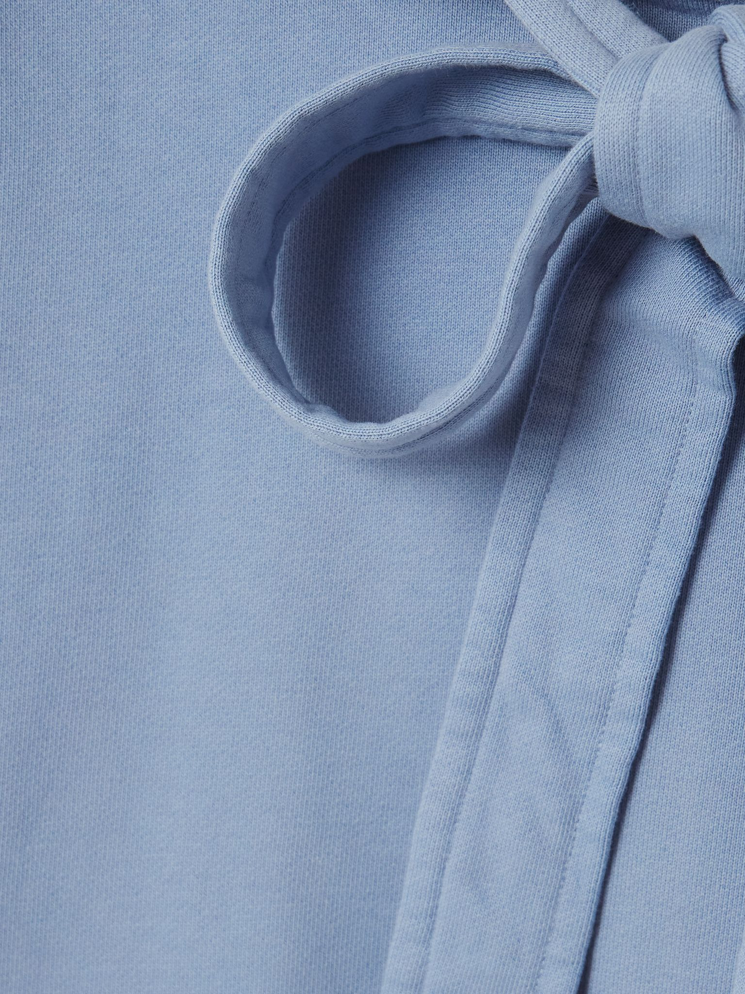 Tie-detailed cotton-jersey hoodie Light blue - 5