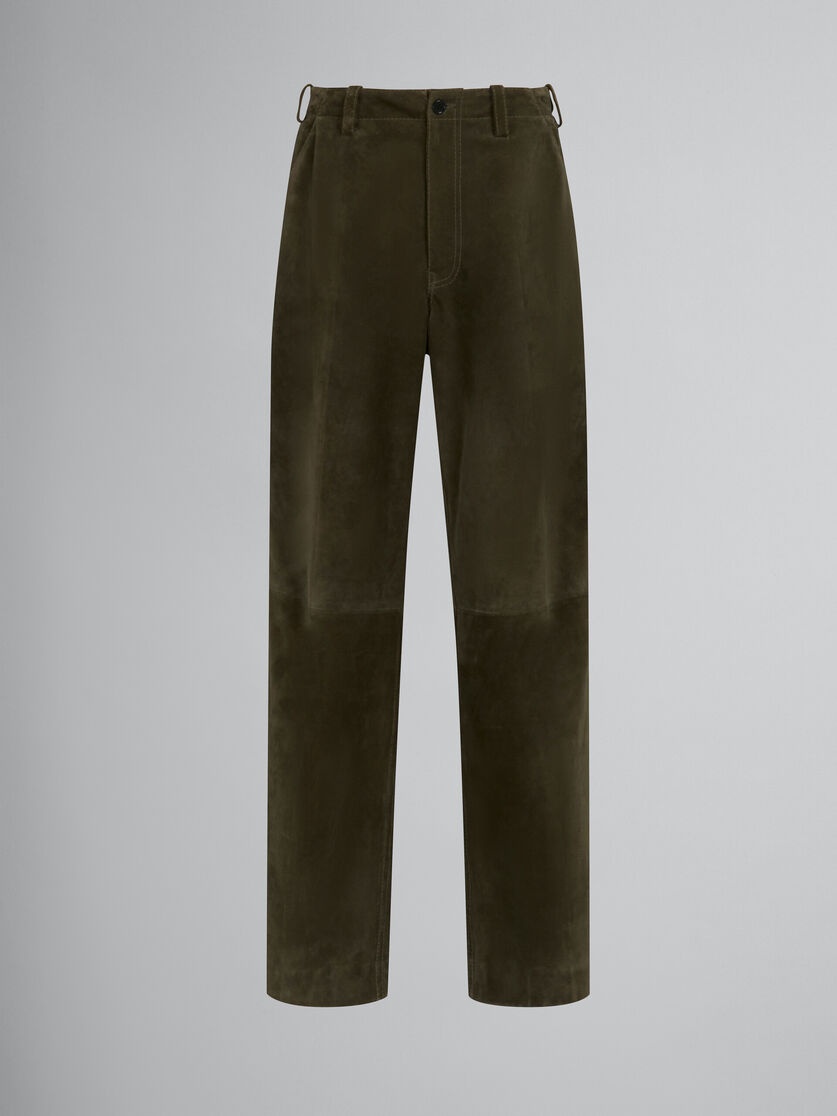 GREEN COMPACT SUEDE TROUSERS - 1