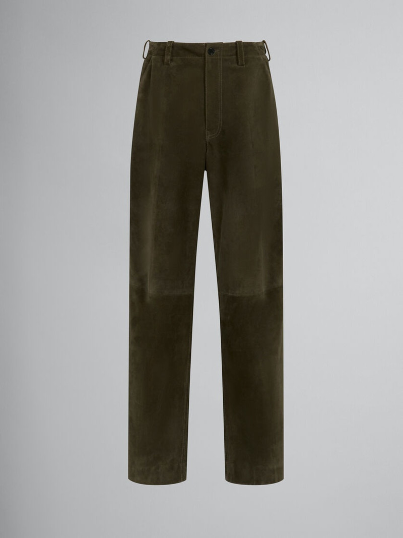 GREEN COMPACT SUEDE TROUSERS 1