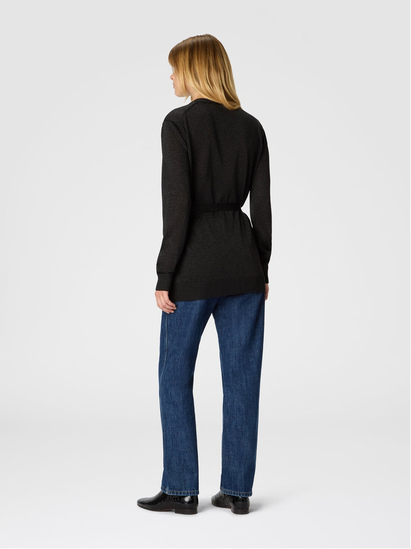 Cardigan with belt in lamé 3