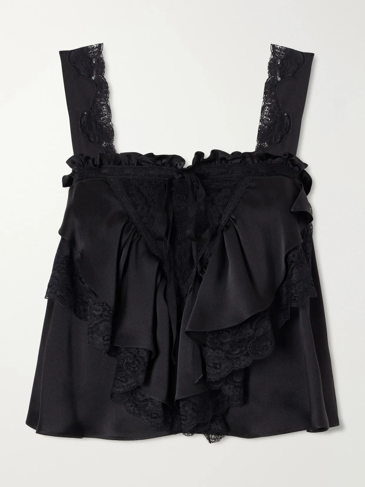 Lace-trimmed Silk-satin Cami - 1