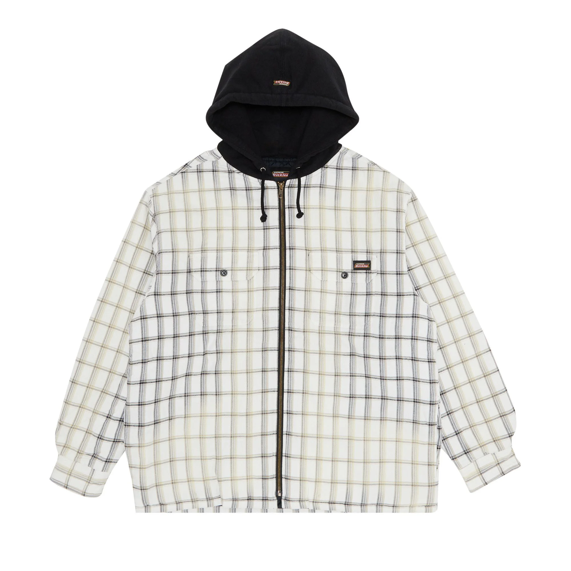 Supreme x Dickies Plaid Hooded Zip Up Shirt 'White' - 1