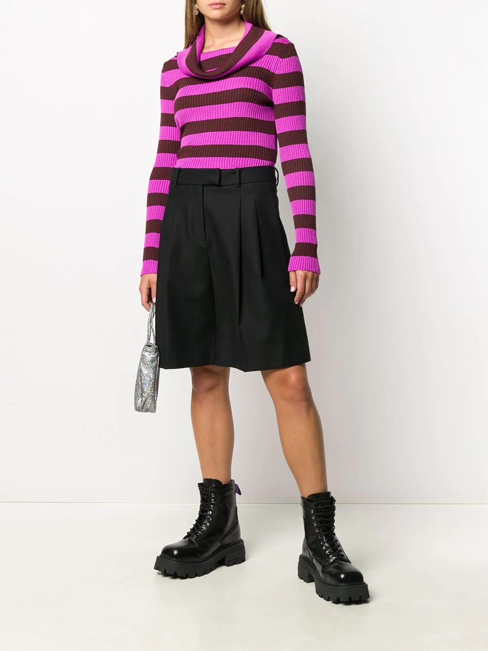 cowl-neck striped jumper - 2