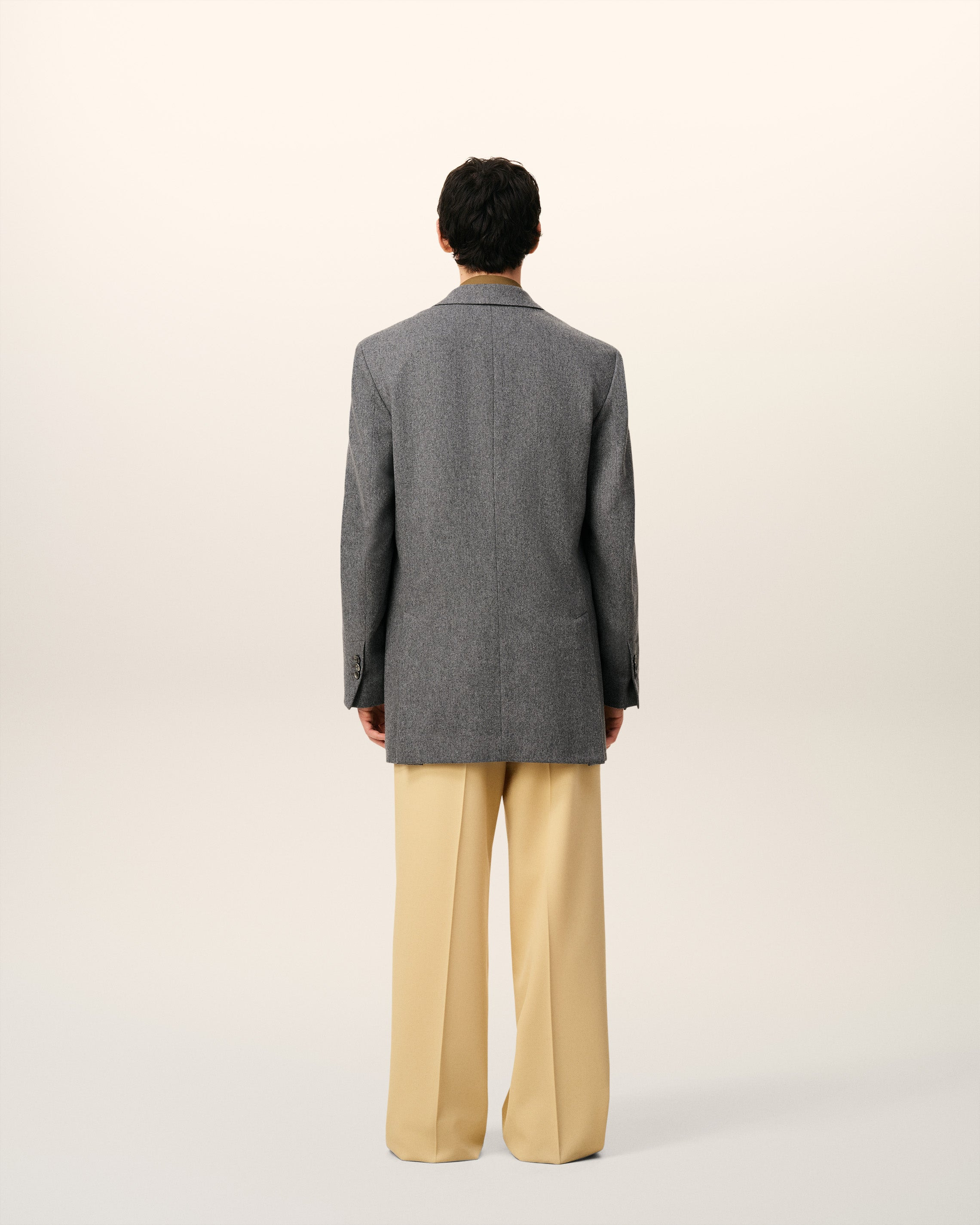 GREY WOOL LOOSE SINGLE BREASTED JACKET - 5
