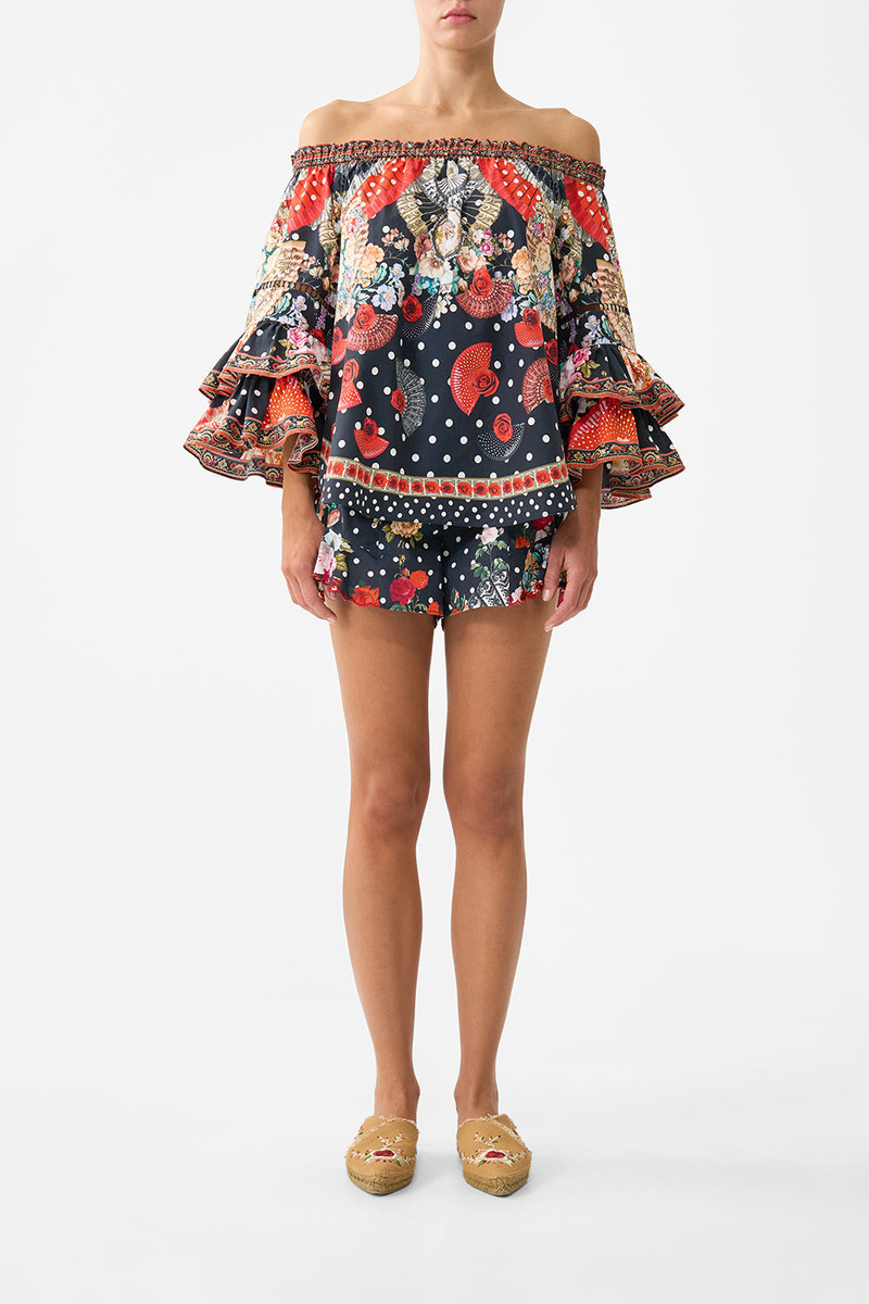 CAMILLA OFF SHOULDER TOP WITH FRILL SLEEVE outlook