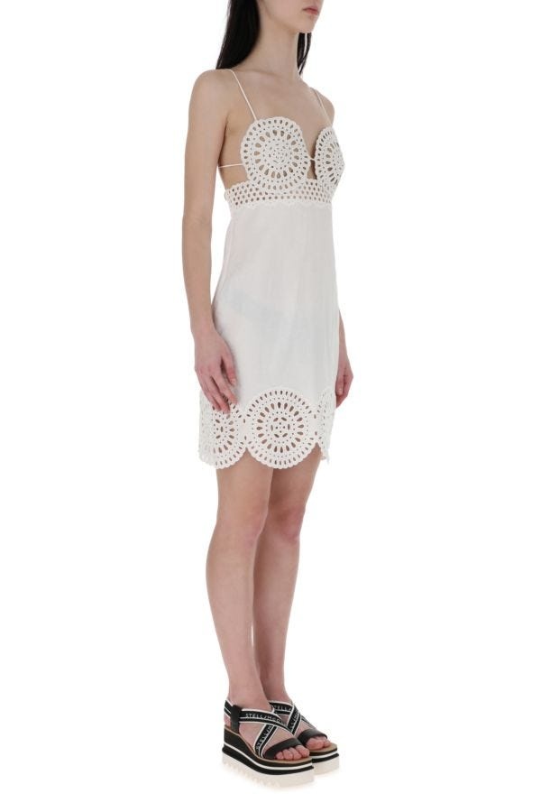 ワンピース Stella McCartney White linen blend mini dress Stella McCartney White Linen Blend Mini Dress – LOZURI®