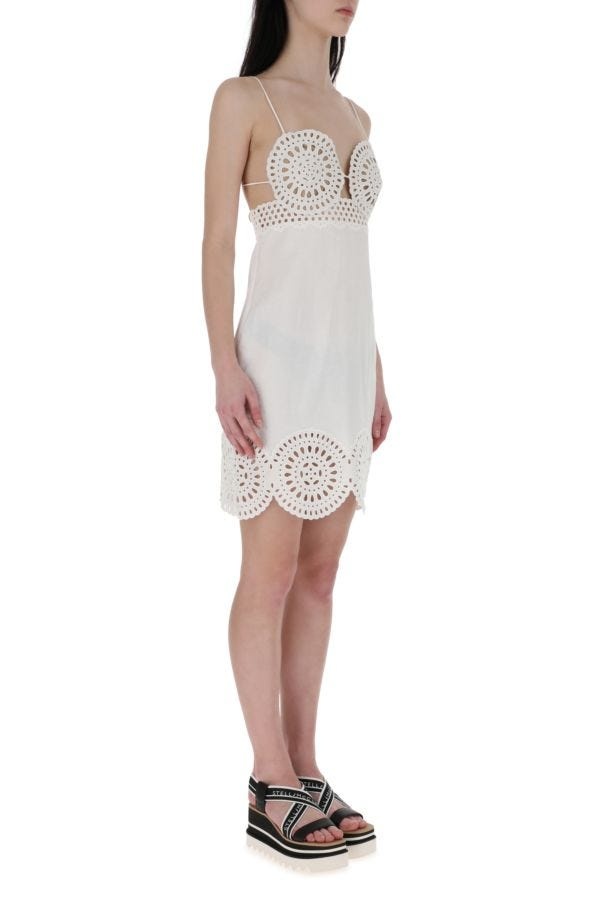 White linen blend mini dress - 4