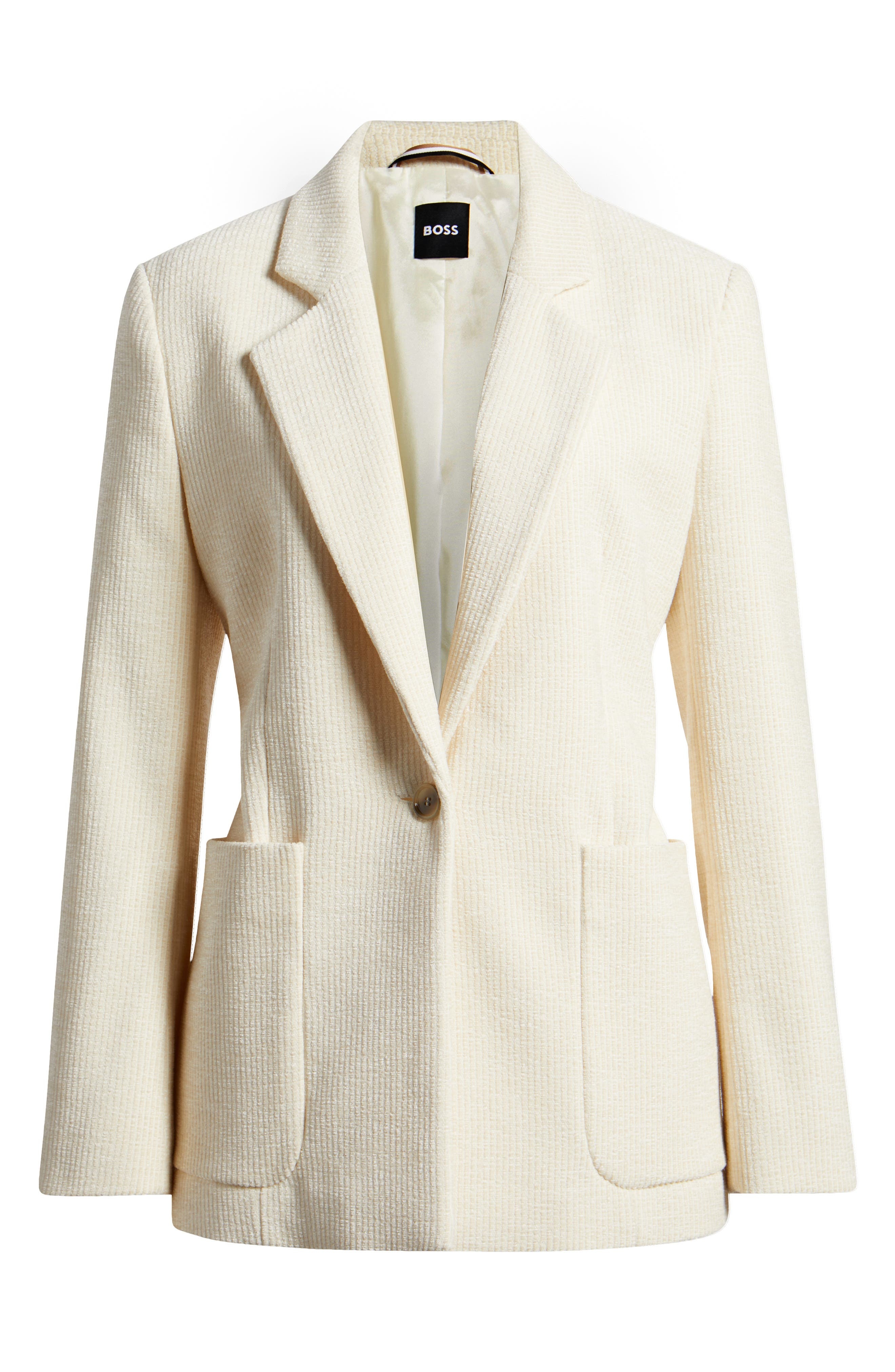 BOSS Janka Ribbed Jacket in Soft Cream at Nordstrom - 6