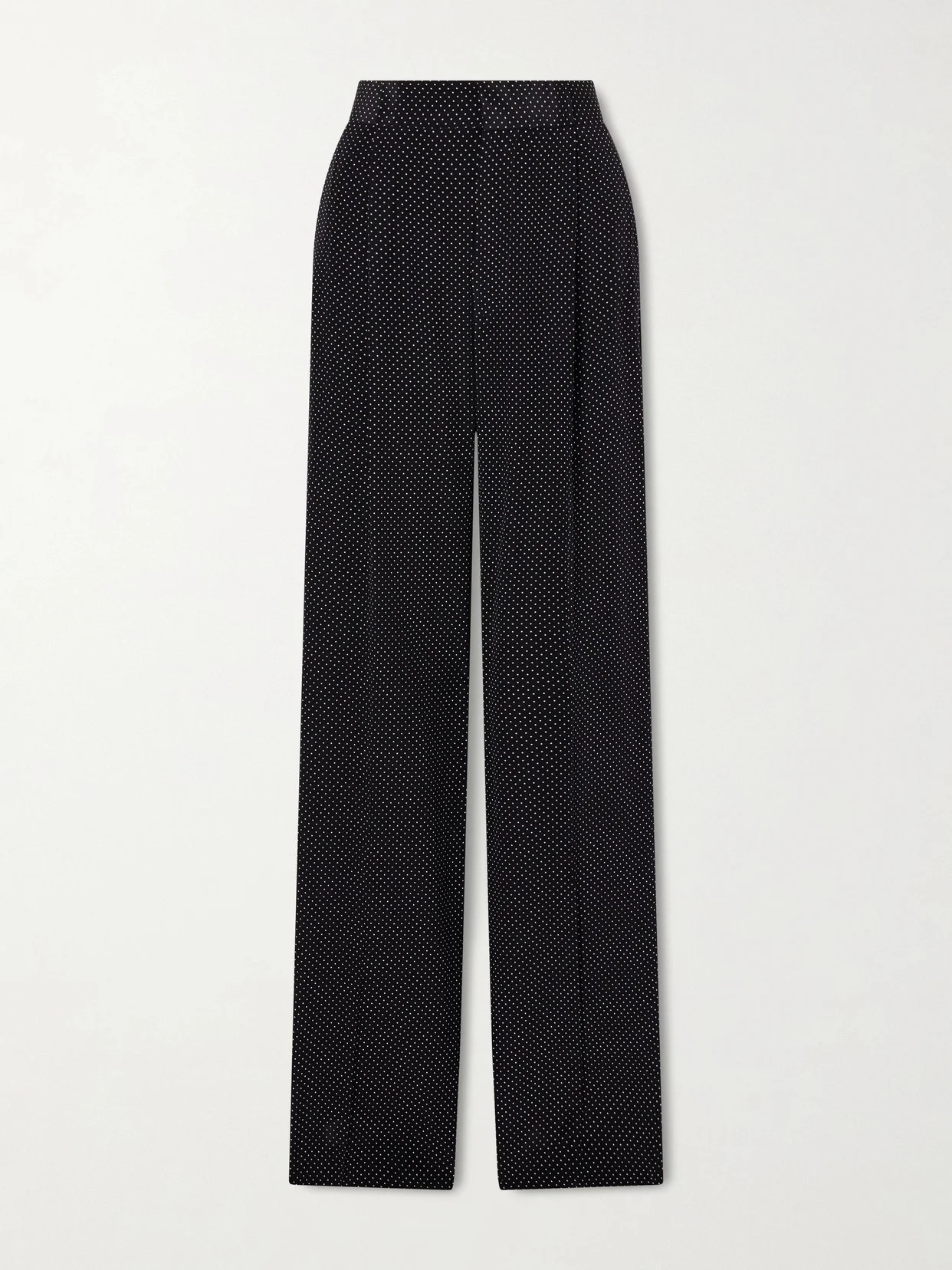 Pleated Polka-dot Silk-satin Wide-leg Pants - 1