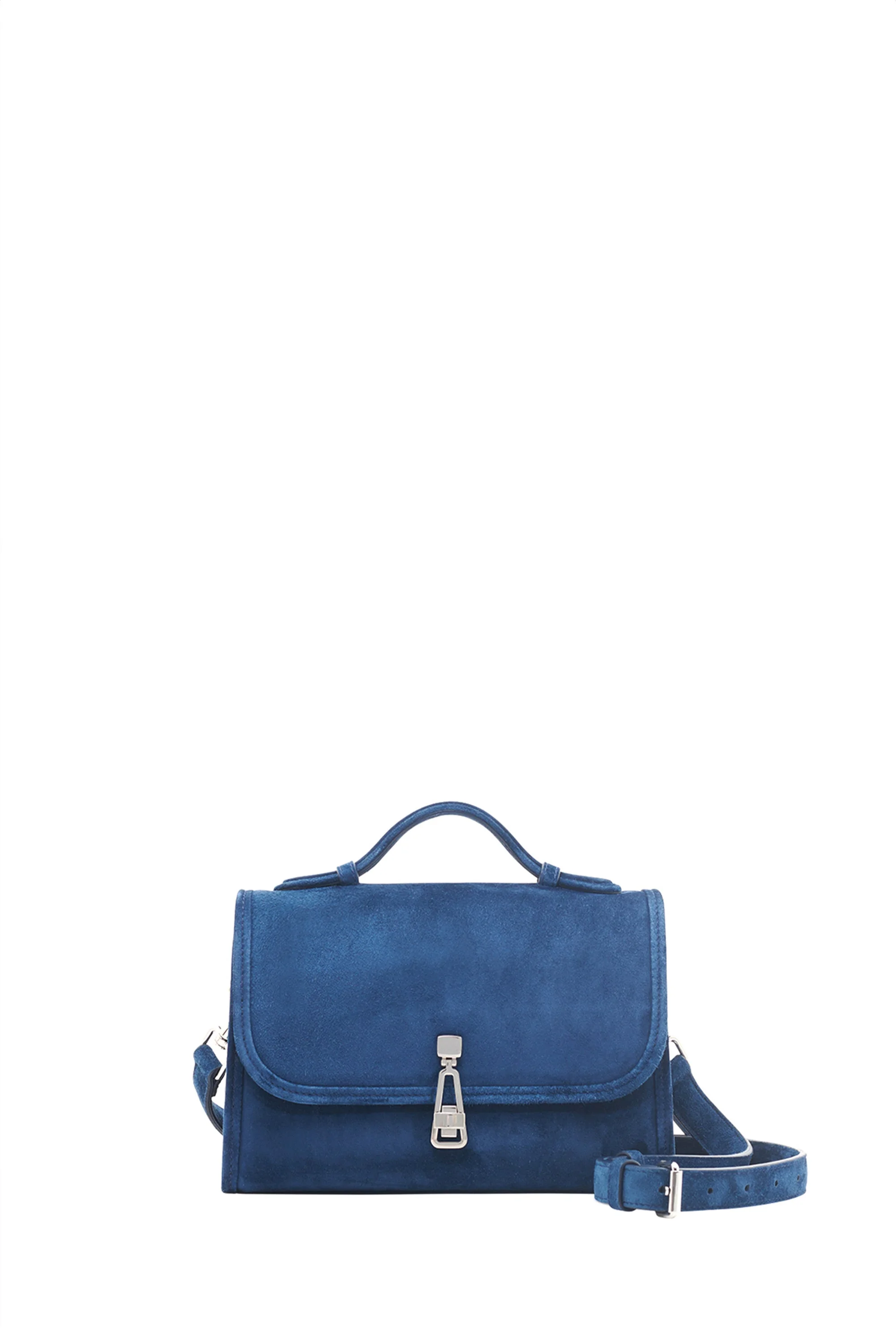 Small Leonora Flap Bag in Navy Suede - 1