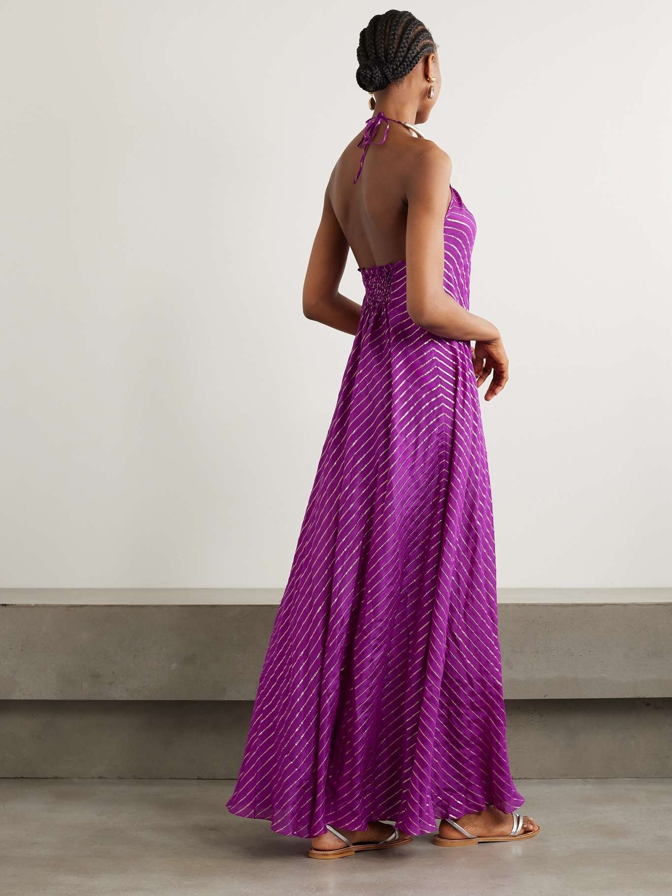 + NET SUSTAIN Majestic Power embellished silk-blend chiffon halterneck maxi dress - 3