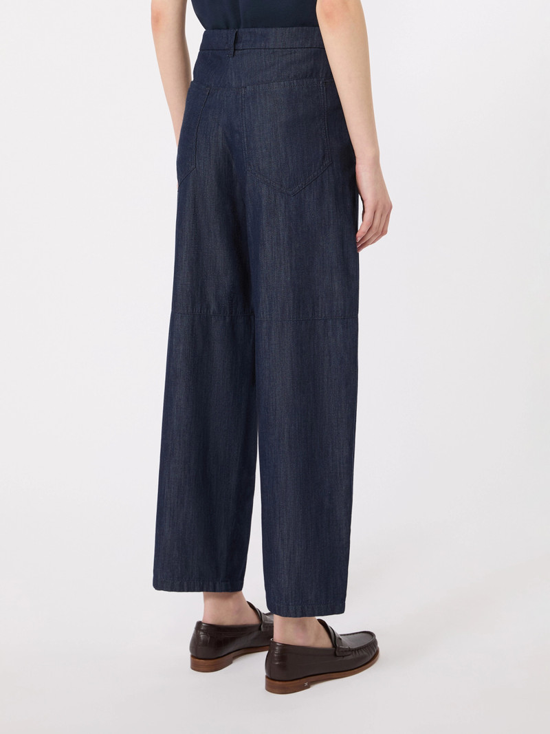 PEPLO Cotton denim barrel-leg trousers - MIDNIGHTBLUE 4