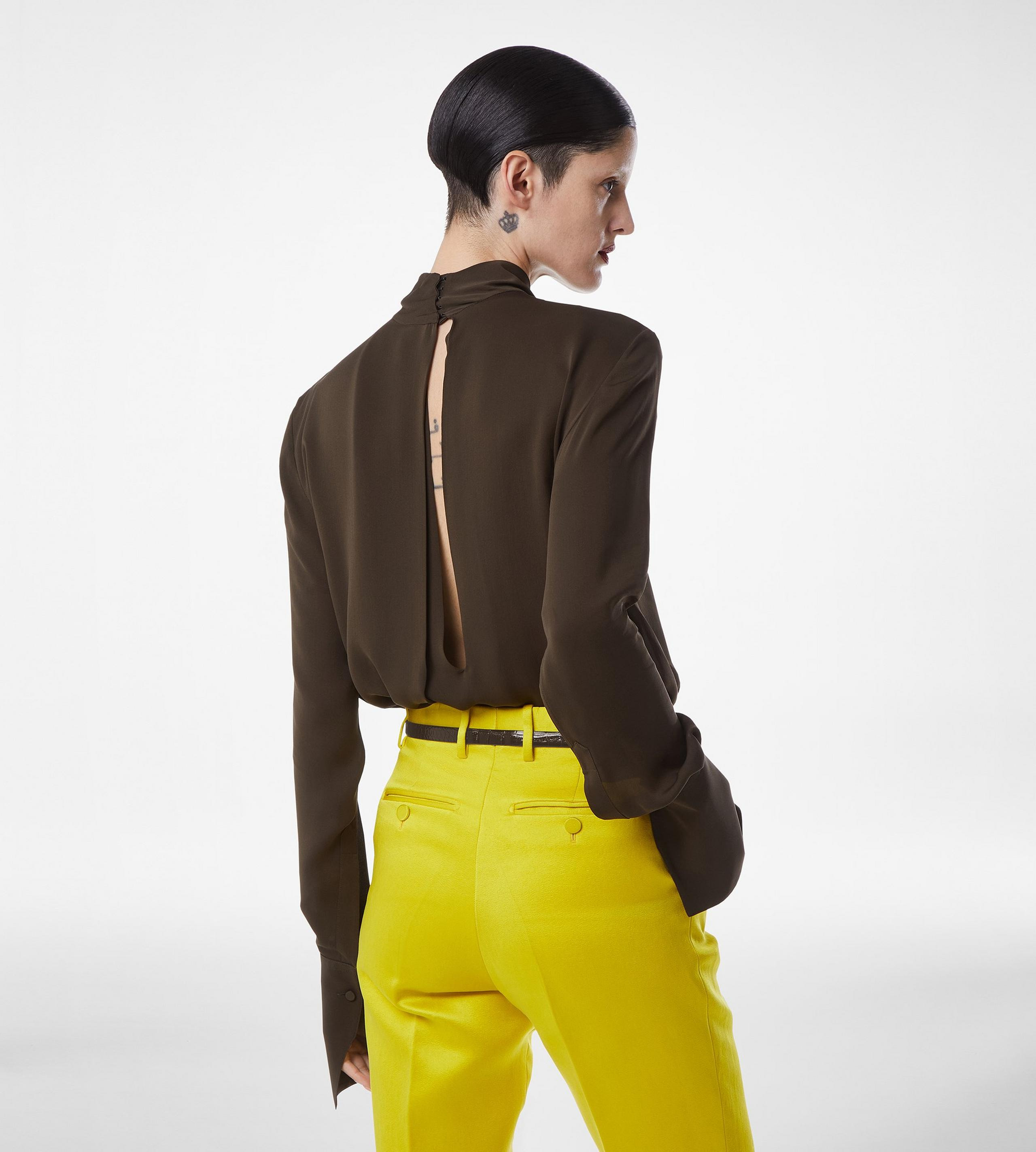WASHED SILK GEORGETTE LONG SLEEVE BLOUSE - 5