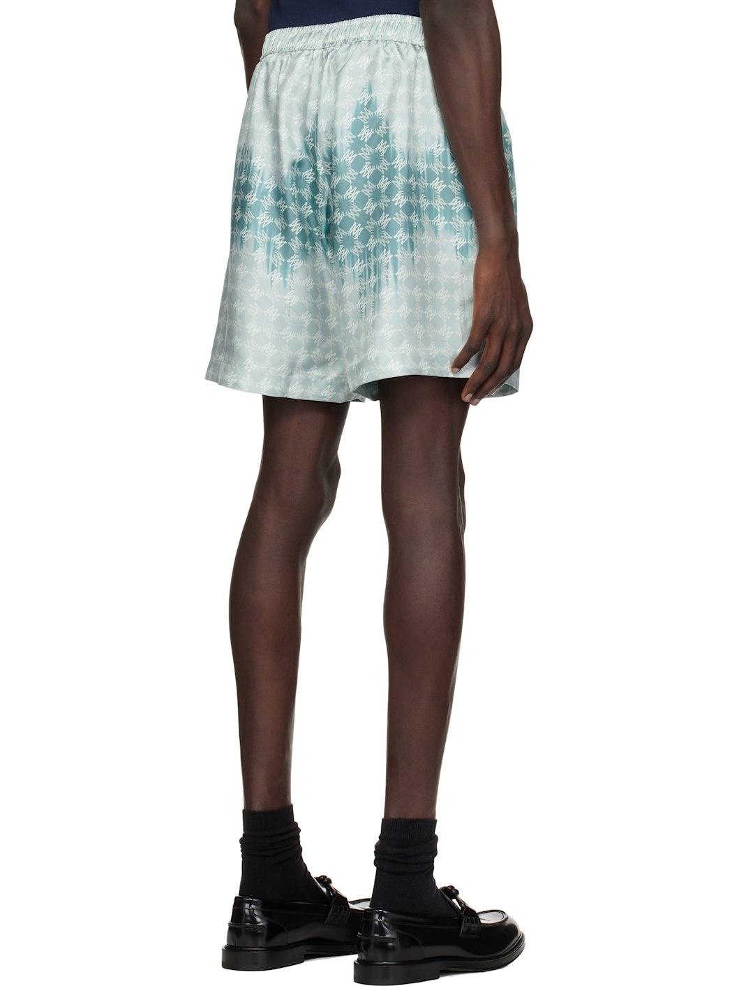 Blue 'MA' Quad Bleached Shorts - 3