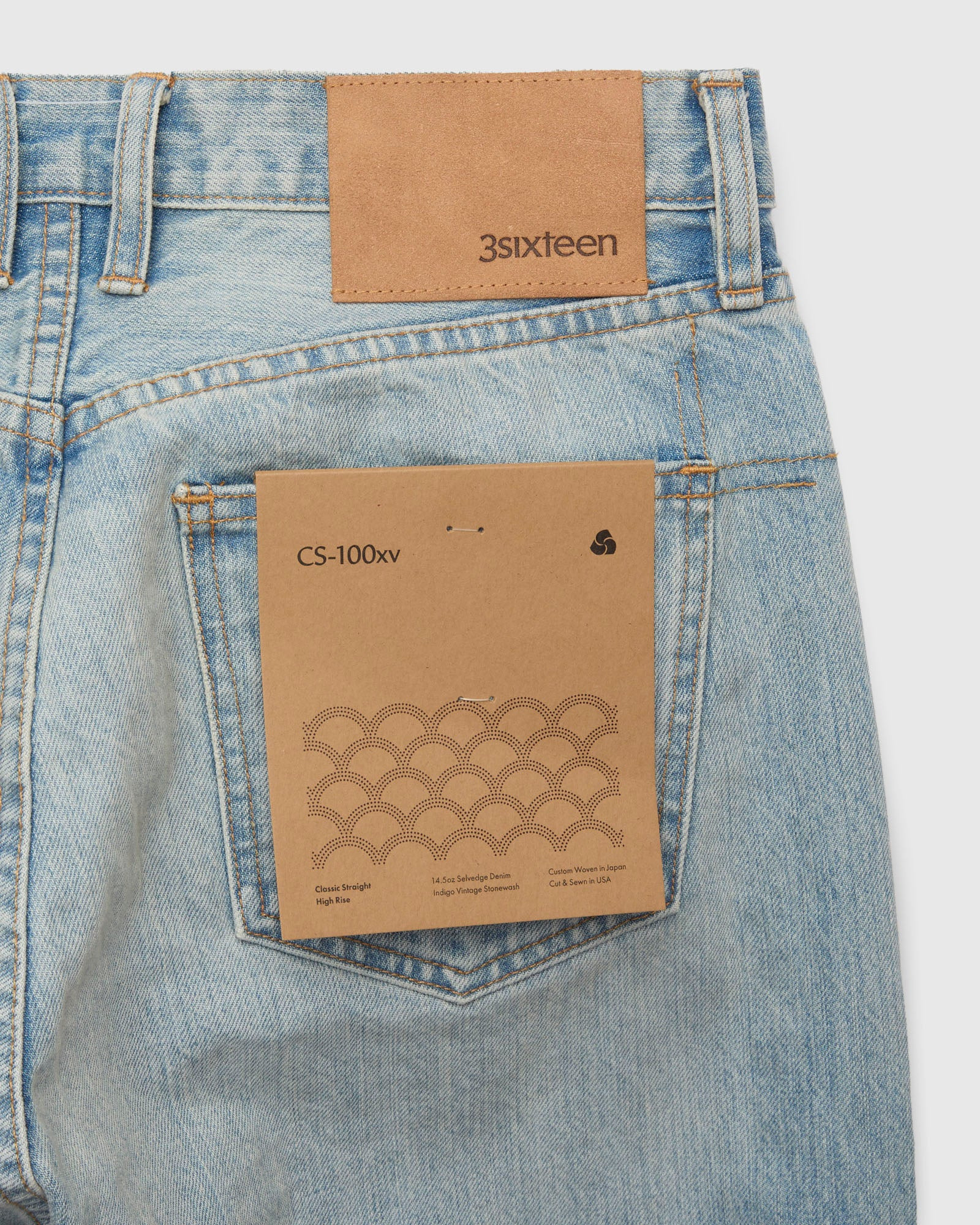 CS-100XV 14oz Vintage Wash Indigo Selvedge Denim - Classic Straight Fit - 3
