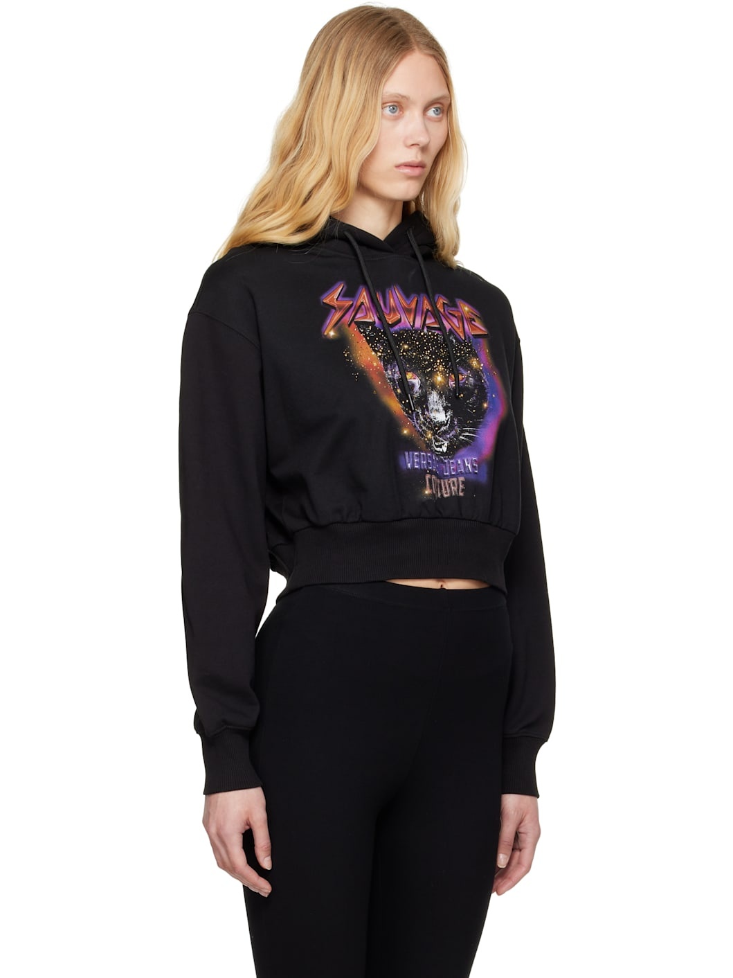 Black Screen-Printed Hoodie - 2