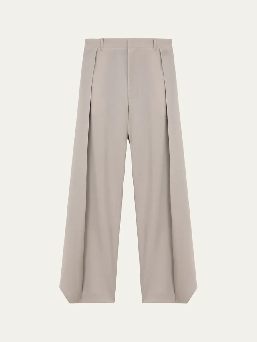 Pleated Wool Wide-Leg Trousers - 1
