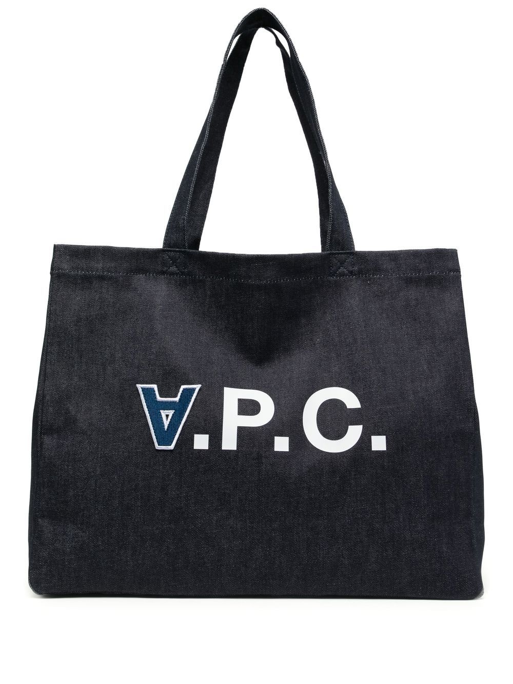 logo-print denim tote - 1