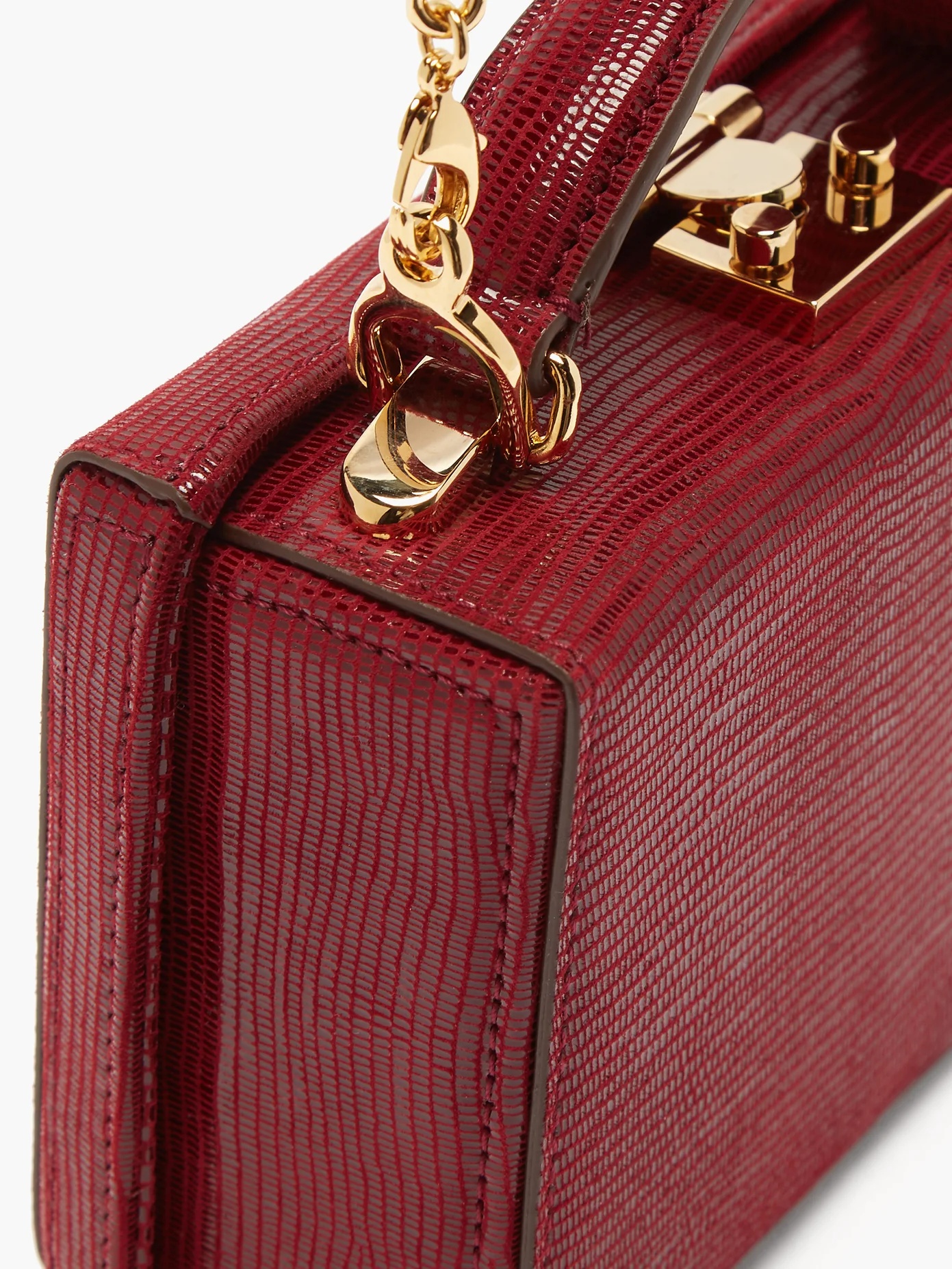 Grace mini lizard-effect suede box bag - 6