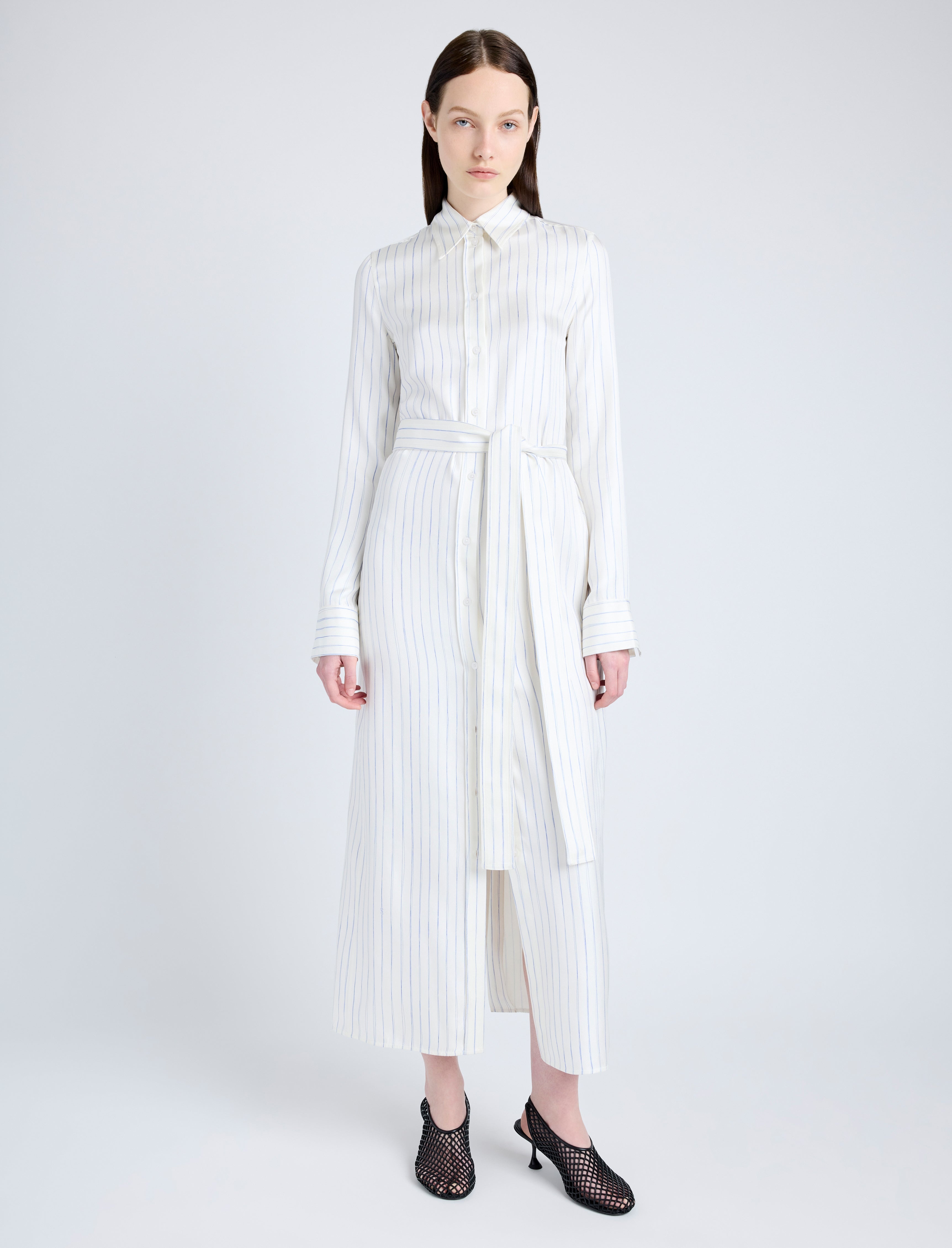 Hannah Dress in Stripe Silk Twill - 6