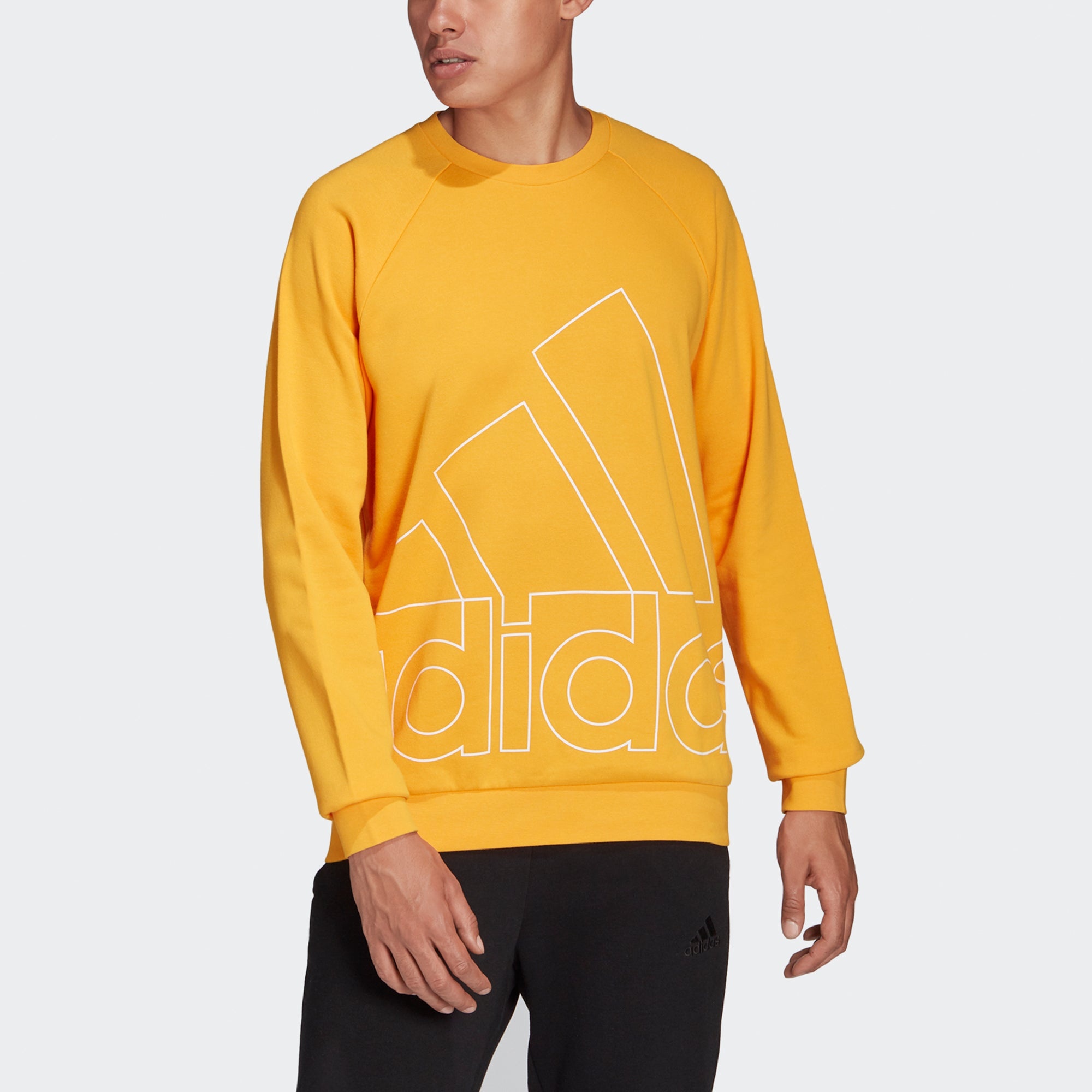 Men's adidas Big Lo Swt Ft Logo Printing Casual Sports Round Neck Yellow HB5088 - 2