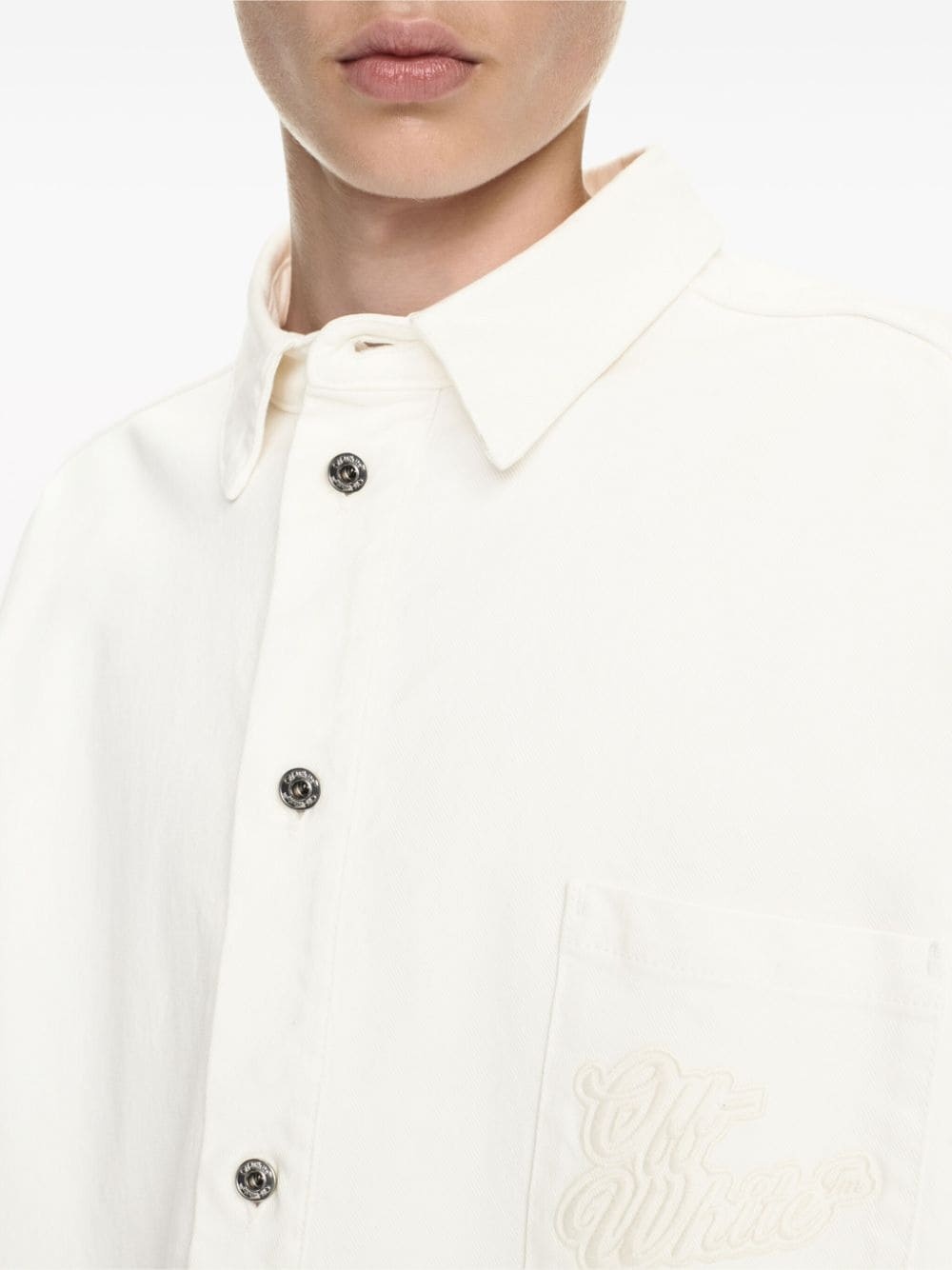 90s logo-appliquÃ© cotton shirt - 5