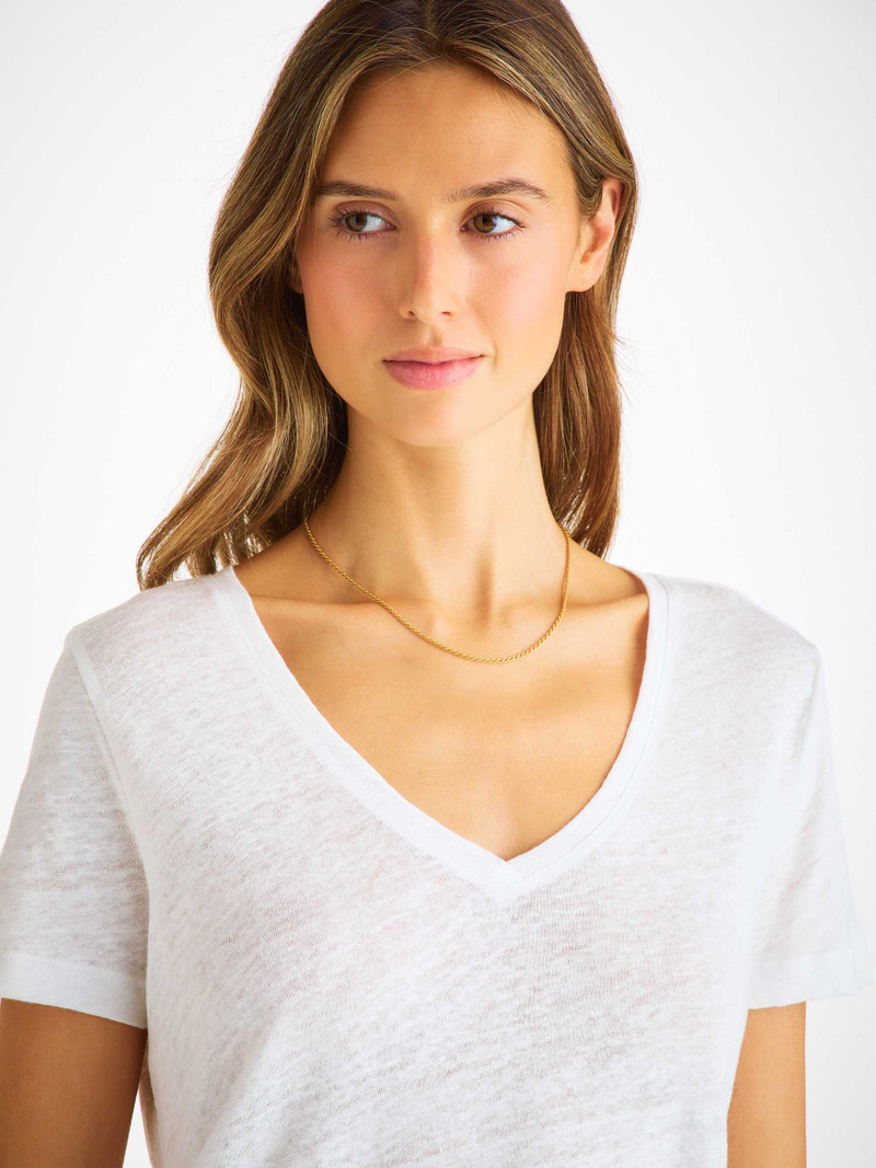 Derek Rose Women's V-Neck T-Shirt Jordan Linen White outlook