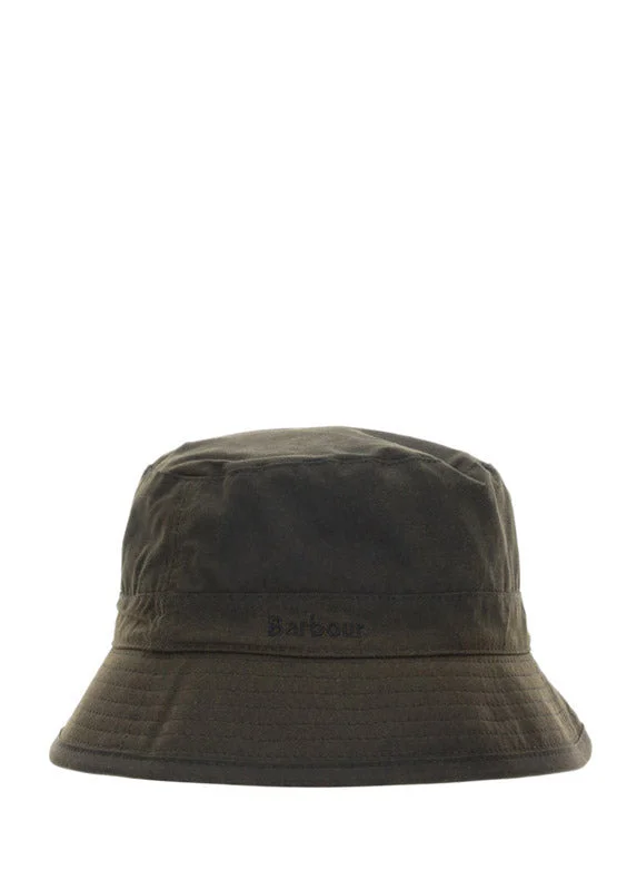 Barbour MHA0001 Wax-Coated Cotton Bucket Hat — Olive - 1