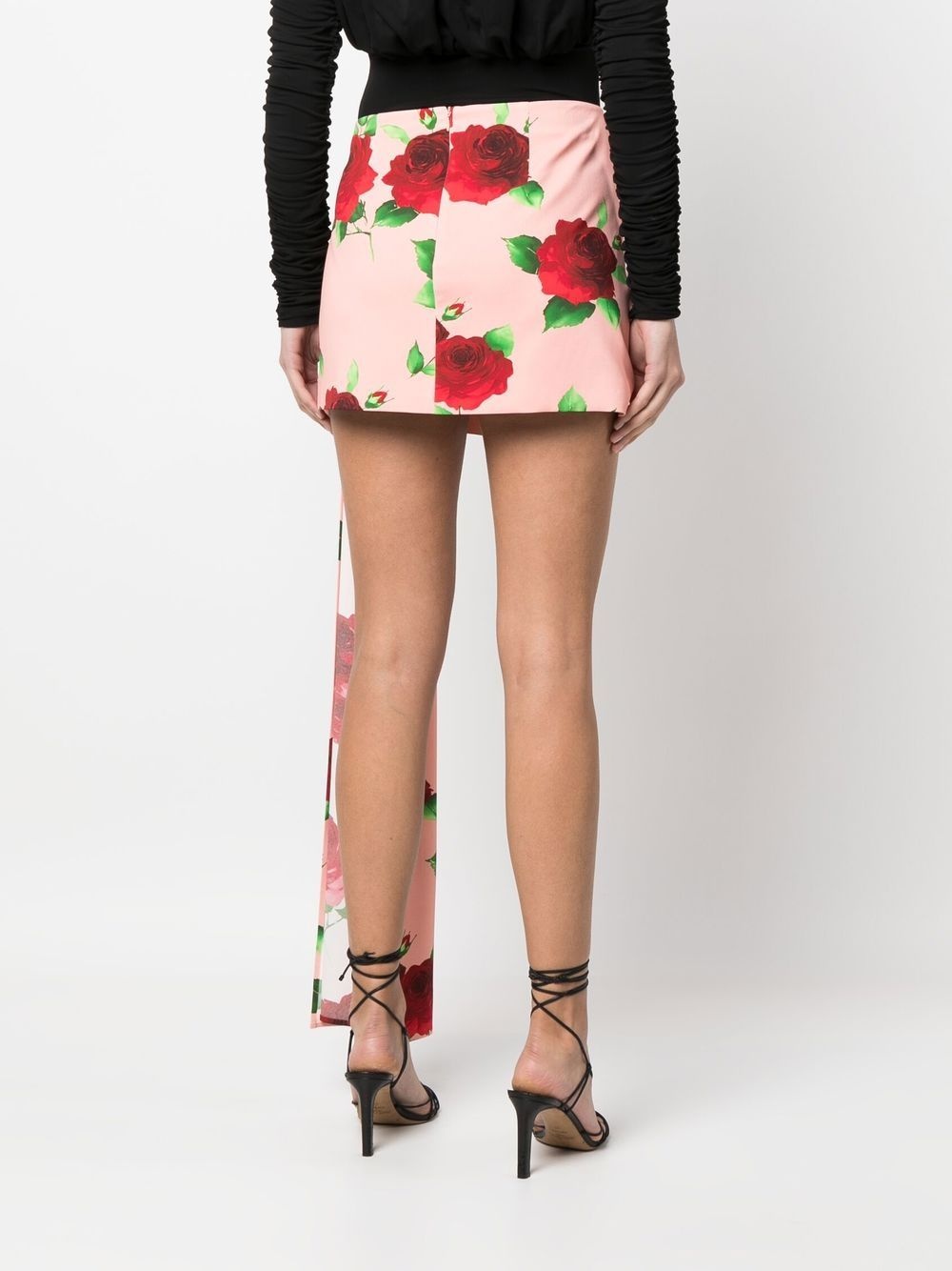 rose-print draped miniskirt - 4