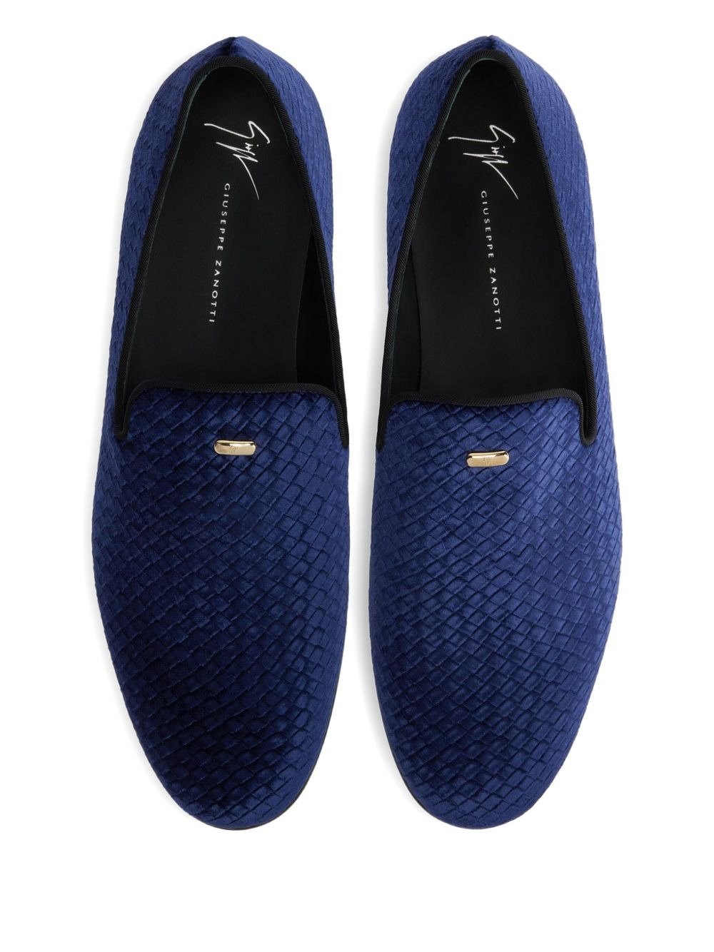 woven-pattern velvet loafers - 3