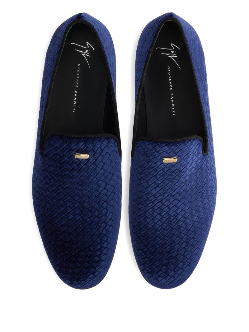 woven-pattern velvet loafers 3