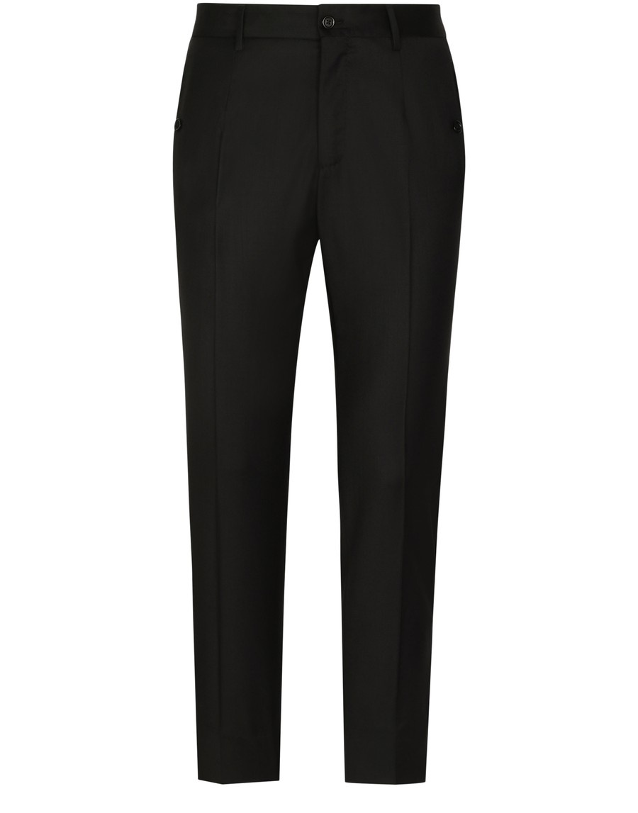 Stretch wool pants with side bands - 1