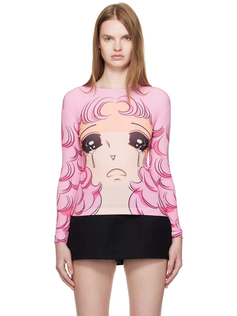 SSENSE Exclusive Pink Long Sleeve Crying Girl T-Shirt 1
