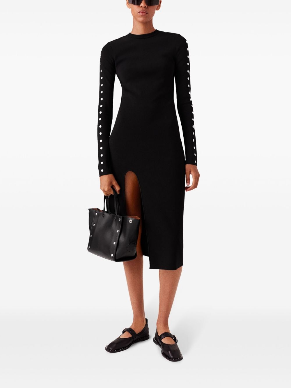 long-sleeve leg-slit dress - 2