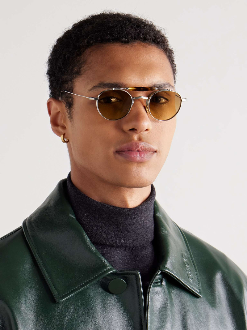 JACQUES MARIE MAGE Dasan Round-Frame Beta Titanium and Tortoiseshell Acetate Sunglasses outlook
