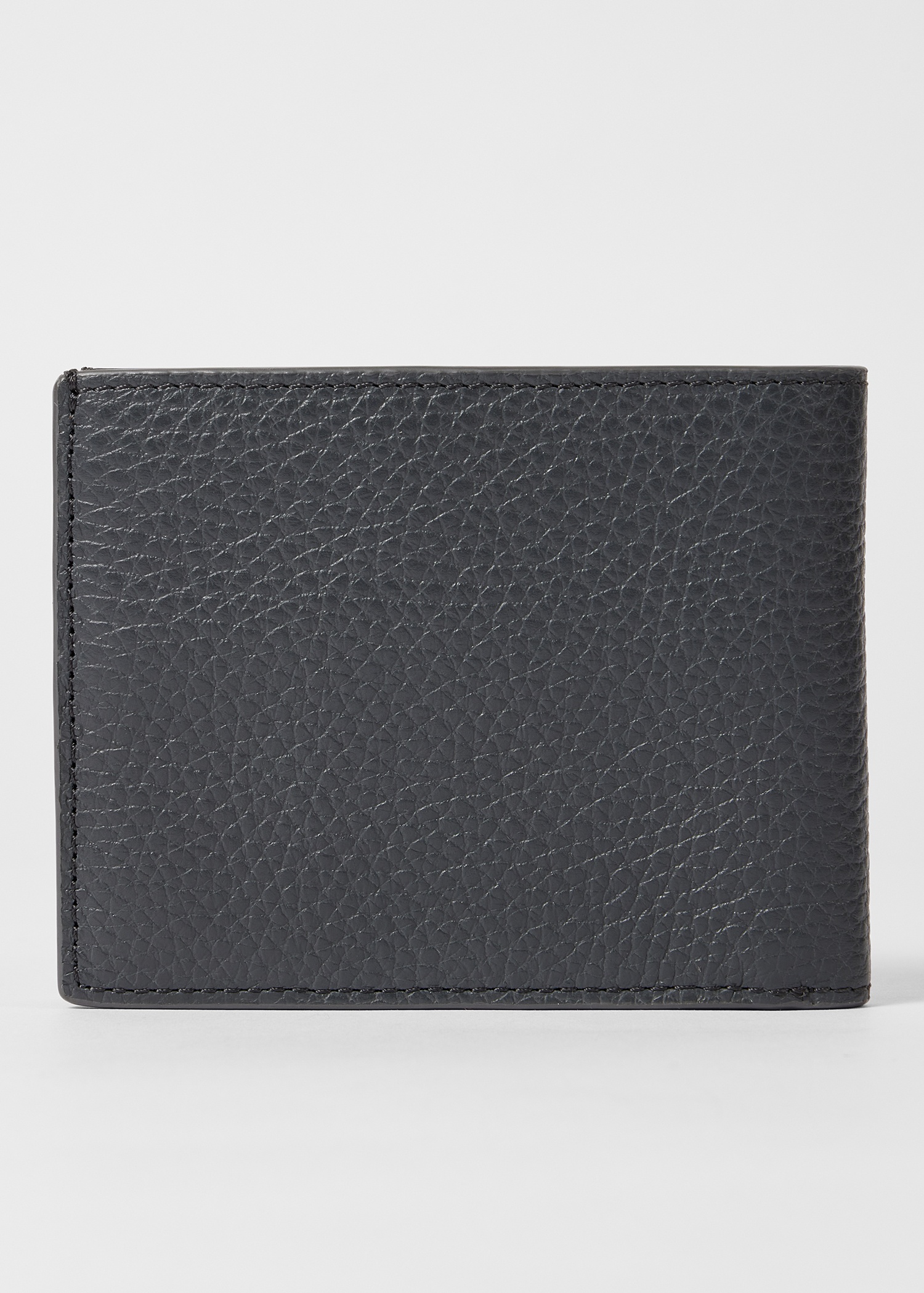 Grey Grained Leather Compact Billfold Wallet - 2